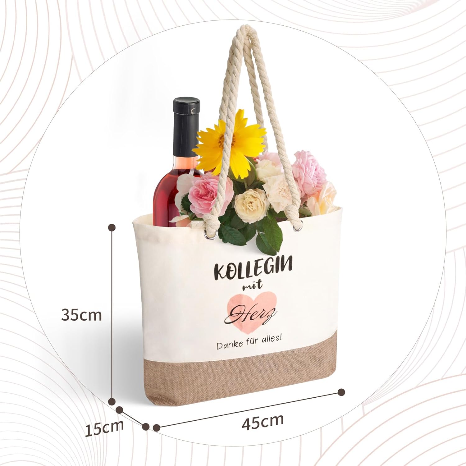Detalle 2 de Kaempe Kollegen Tasche – Jute Tragetasche als Abschieds- oder Geburtstagsgeschenk für Kollegin/Kollegen