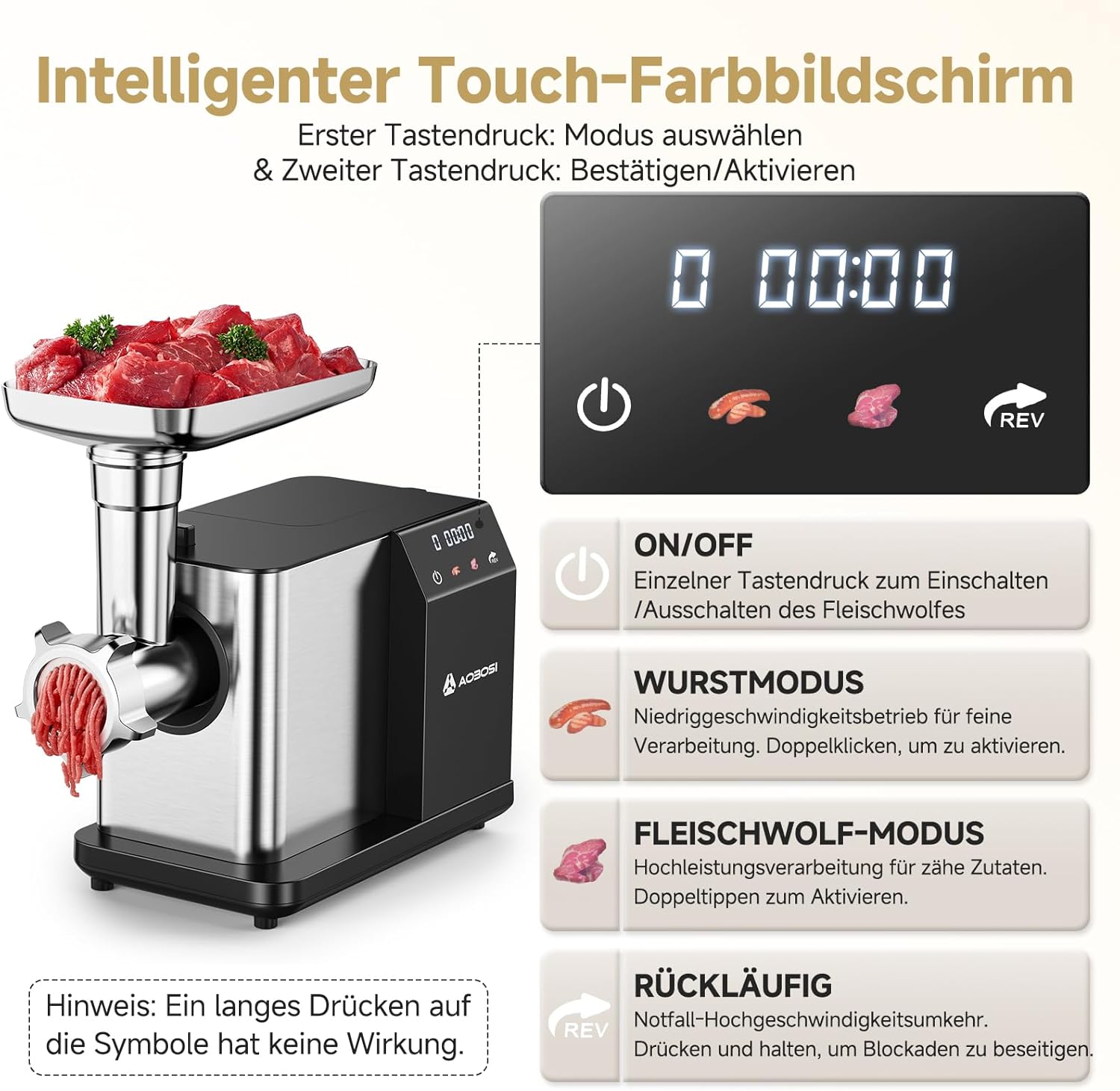 Thumbnail 4 de AAOBOSI Fleischwolf Elektrisch 3000W max