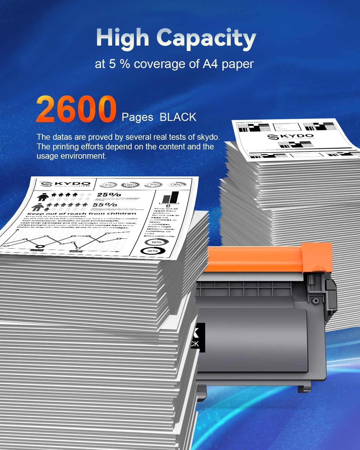 Detalle de Skydo TN660 Black Toner Cartridges, 2-Pack with Smart Chip Technology