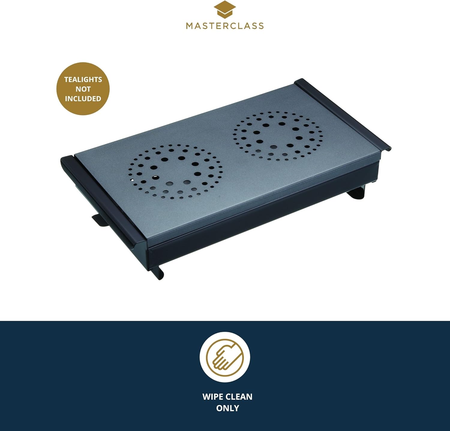 Detalle 1 de MasterCraft MasterClass Professional Chauffe-Plats et Chauffe-Assiettes avec 2 Bougies – Noir/Gris