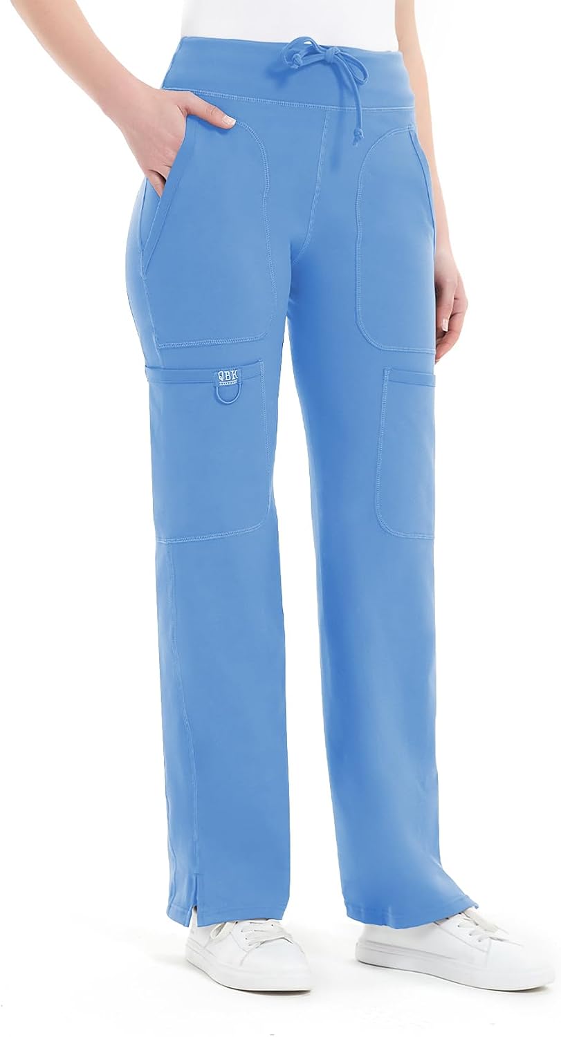 Detalle de QBK Yoga Scrub Pants Women Mid Rise Yoga Work Pants - Five Pocket Cargo Scrub Pant