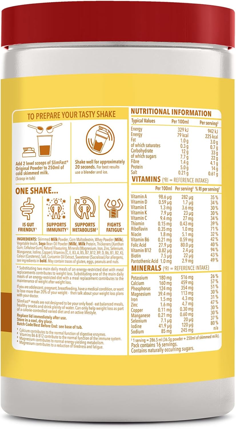 Detalle de SlimFast Meal Replacement Powder Banana 584g (16 Servings)