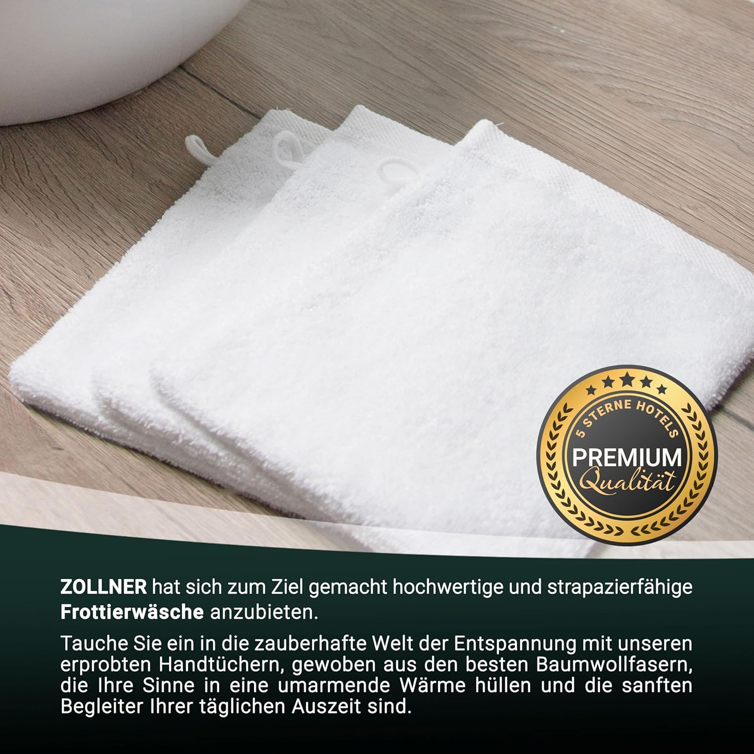 Thumbnail 4 de ZOLLNER 10er Set Waschlappen – weiche, saugstarke Baumwoll-Waschlappen (16x21 cm, weiß)