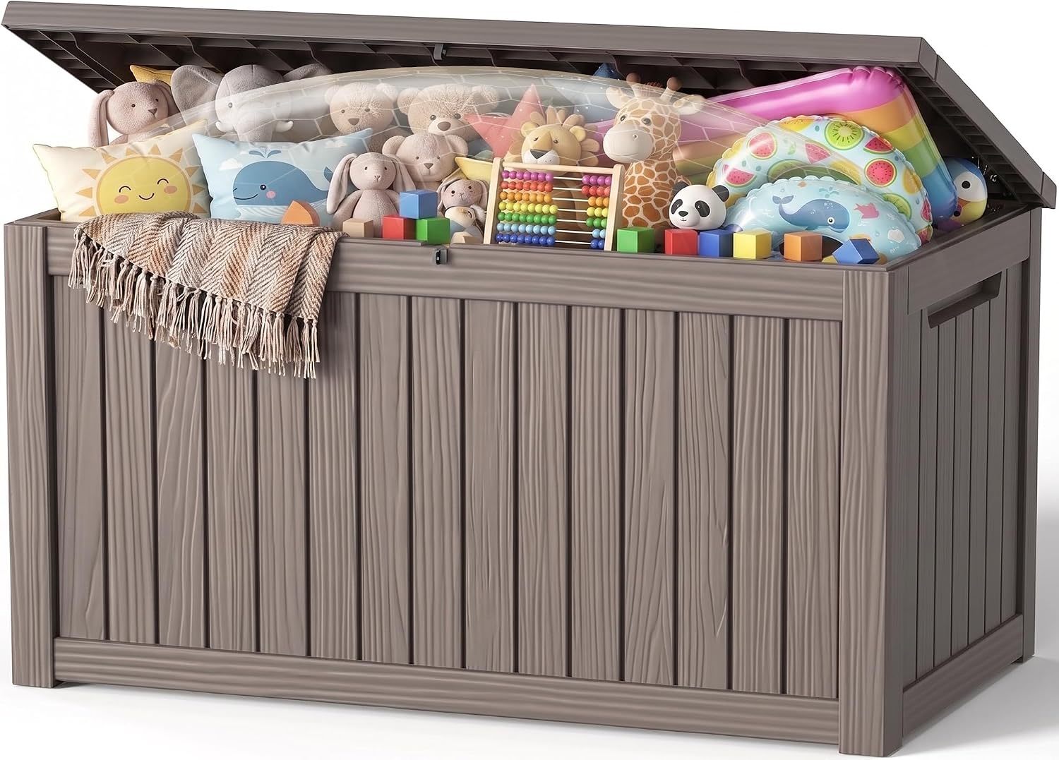 Detalle de EFU 248A Waterproof Outdoor Storage Box with Gas Struts, Gray Polypropylene