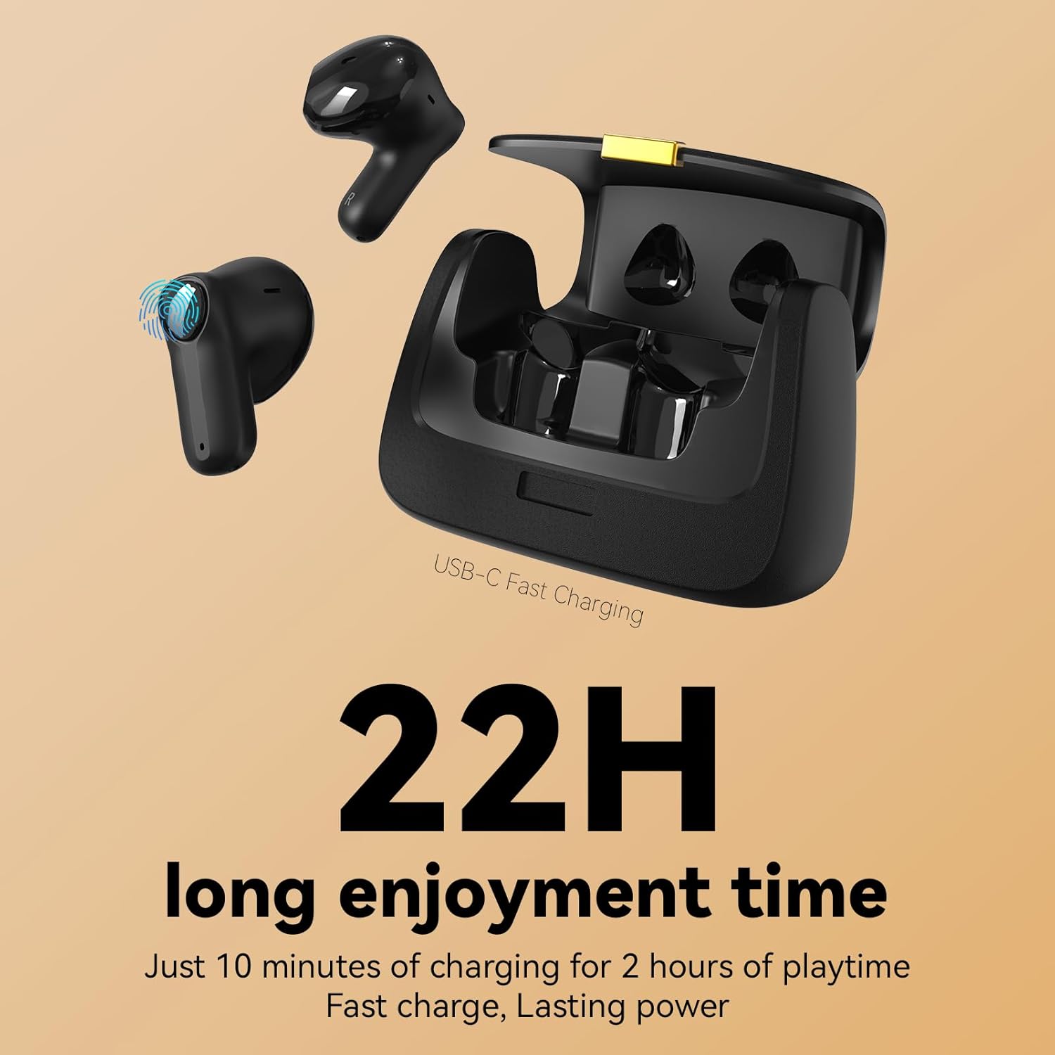 Detalle de ANCwear Auricolari wireless Bluetooth 5.3 con driver da 13 mm e custodia di ricarica compatta