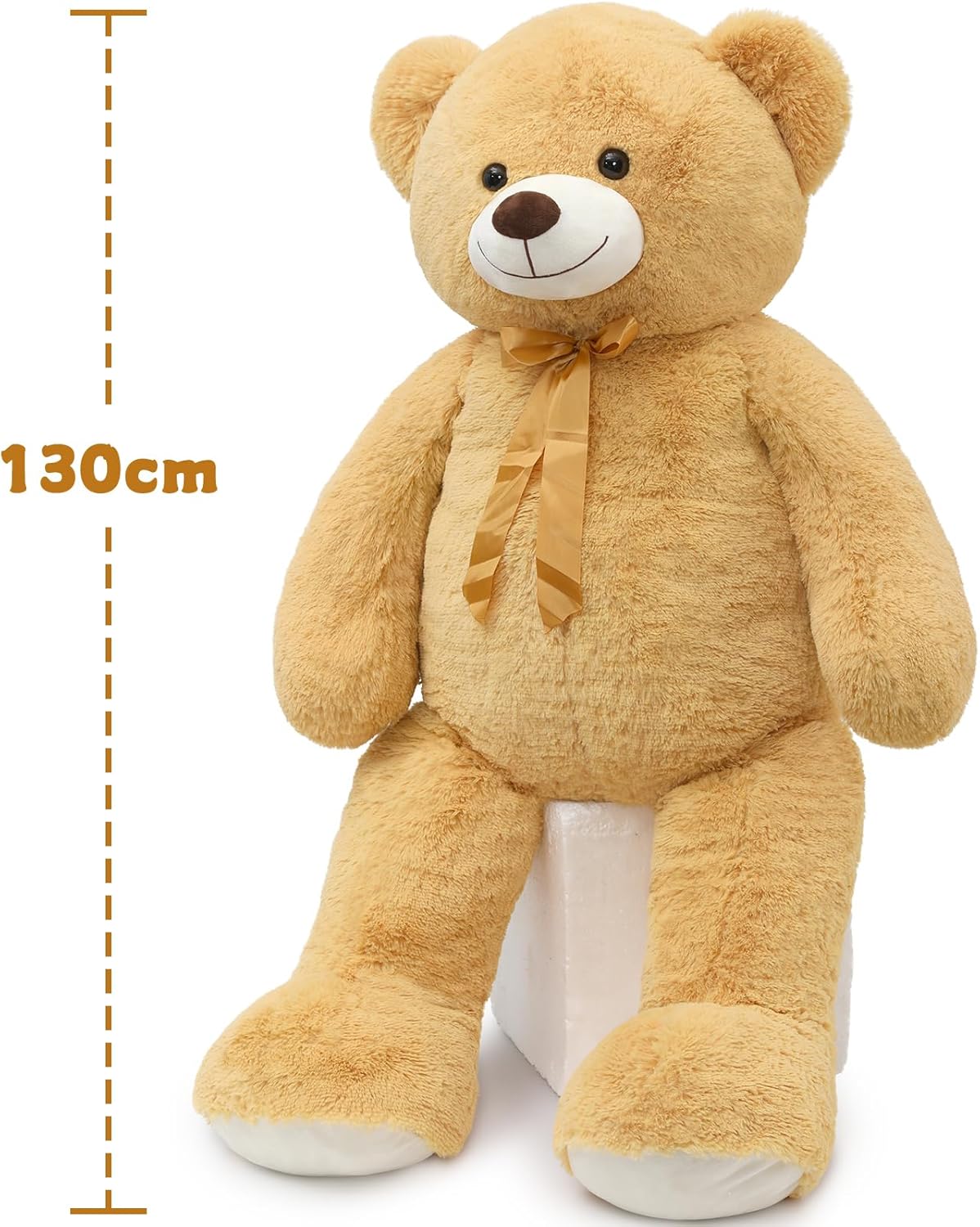 Detalle de MorisMos Orso Peluche Gigante 130 cm – XXL Marrone Chiaro: Compagno Morbido e Daffesso per Regali e Decorazioni