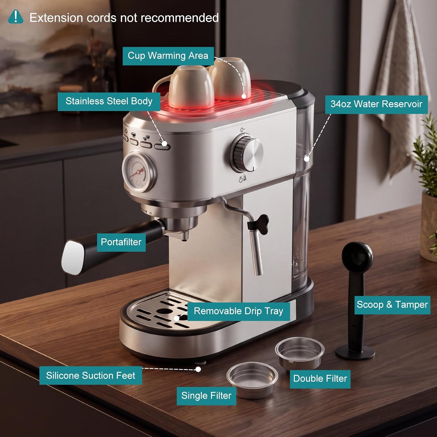 Thumbnail 6 de OLIXIS Espresso Machine, Stainless Steel