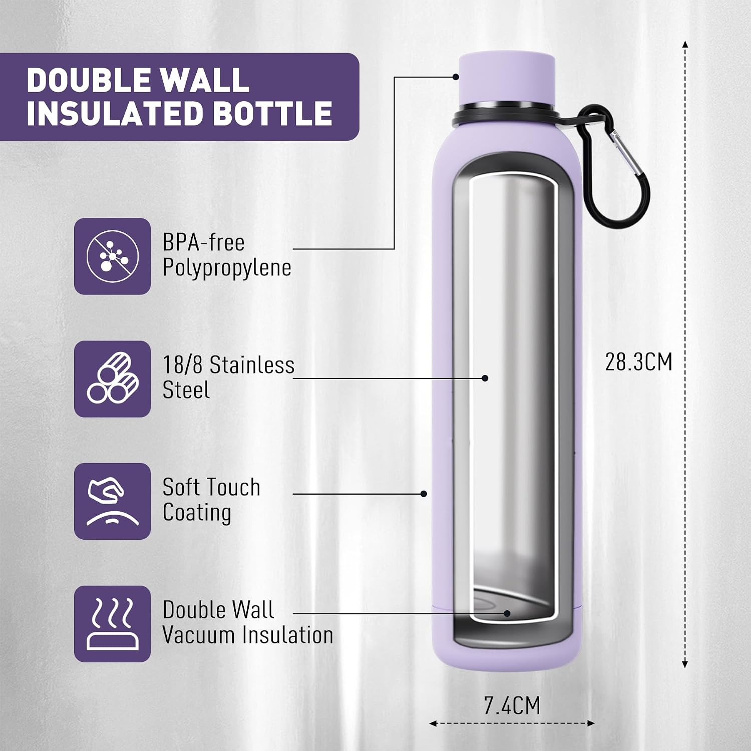 Thumbnail 2 de Exllena 750ml Insulated Bottle with Clip