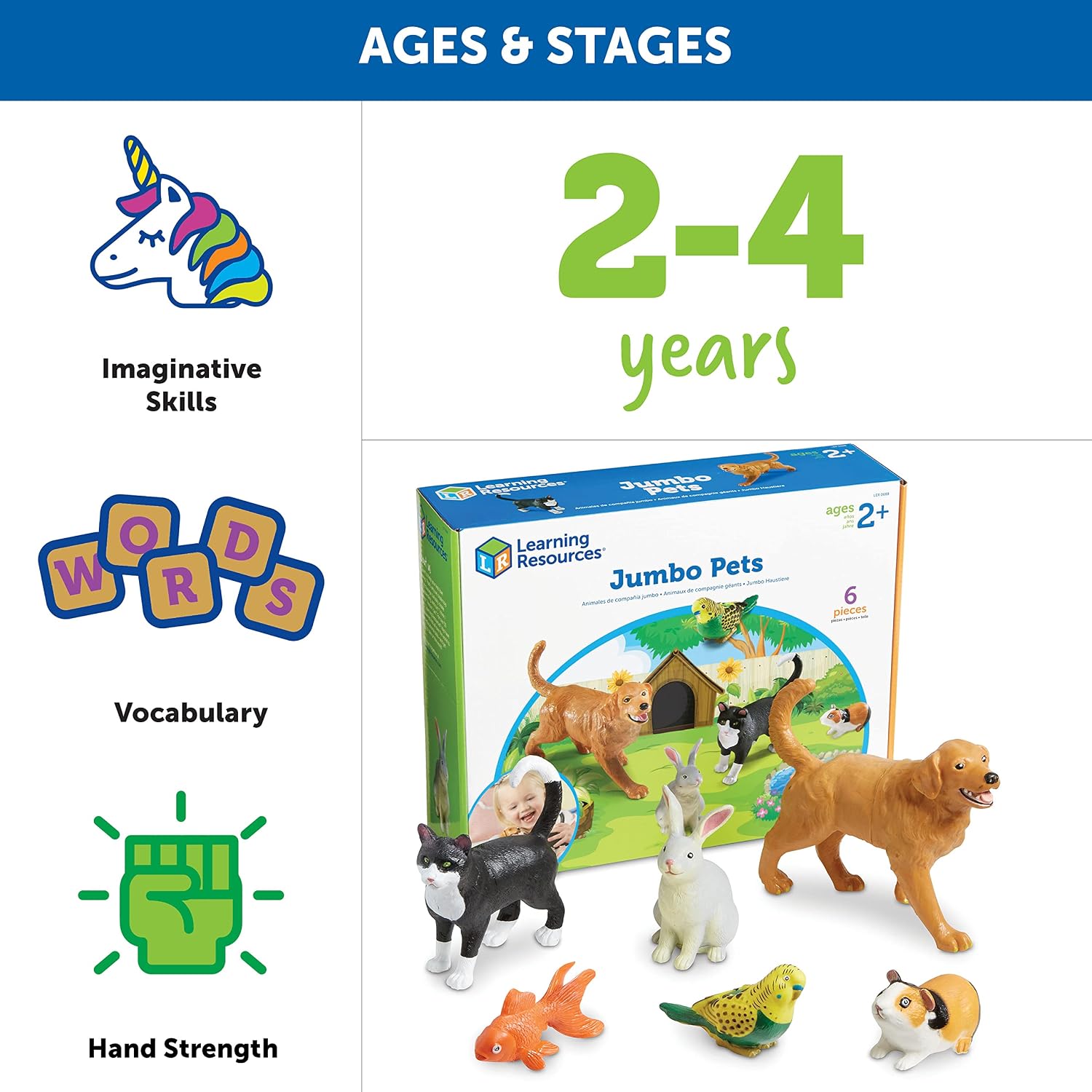 Thumbnail 4 de Learning Resources Jumbo-huisdierfiguren, 6-delige set