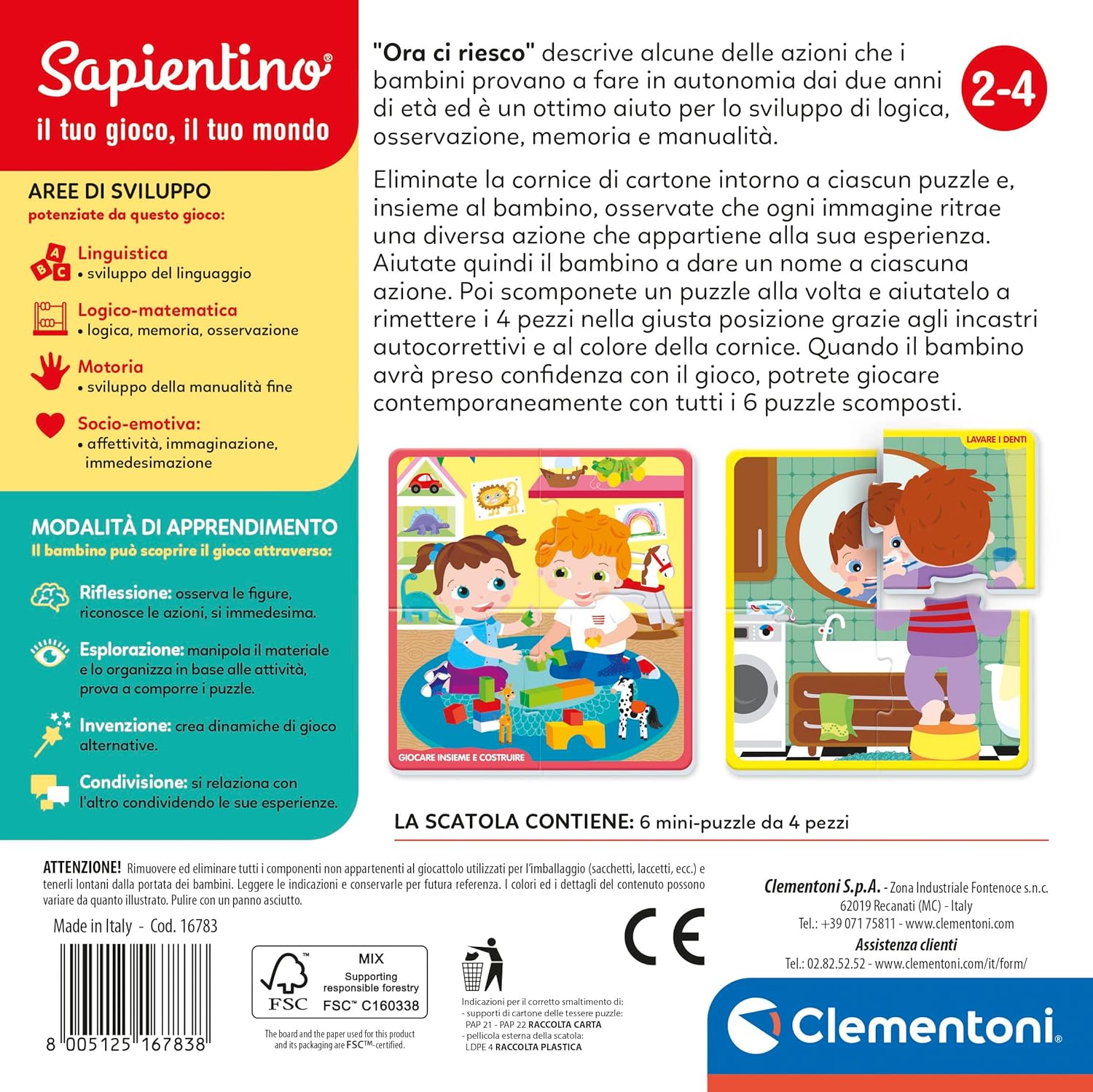 Thumbnail 2 de Clementoni Sapientino - Maintenant Nous Gagner : Jeu éducatif 2 ans, Séquence Puzzle