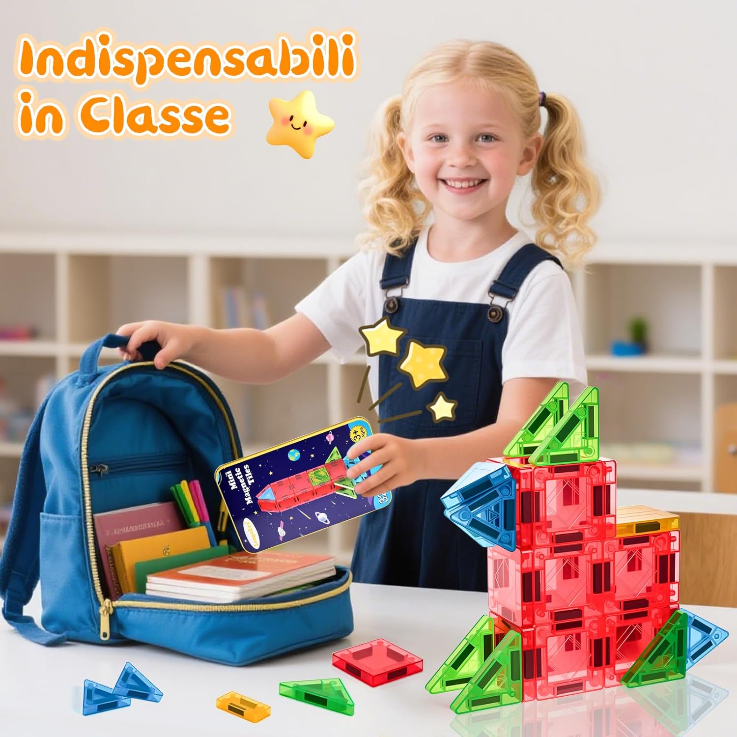 Detalle de LeagoEra Mini Giochi di Costruzione Magnetici 32 Pezzi — Compagni di Viaggio Creativi per 3–8 Anni