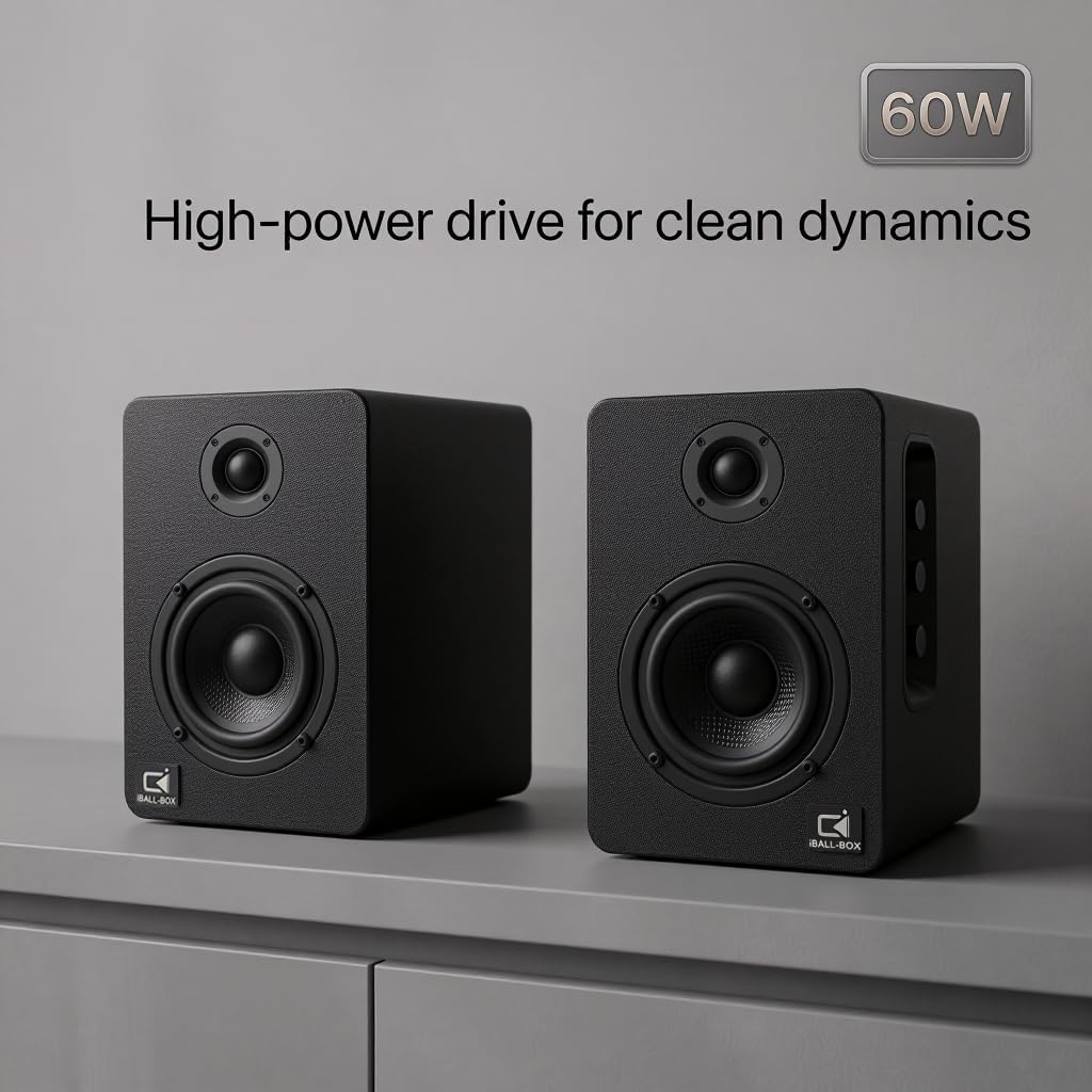 Detalle de IBALL·BOX H1 Powered Computer Speakers, 60W Stereo with Bluetooth 5.3