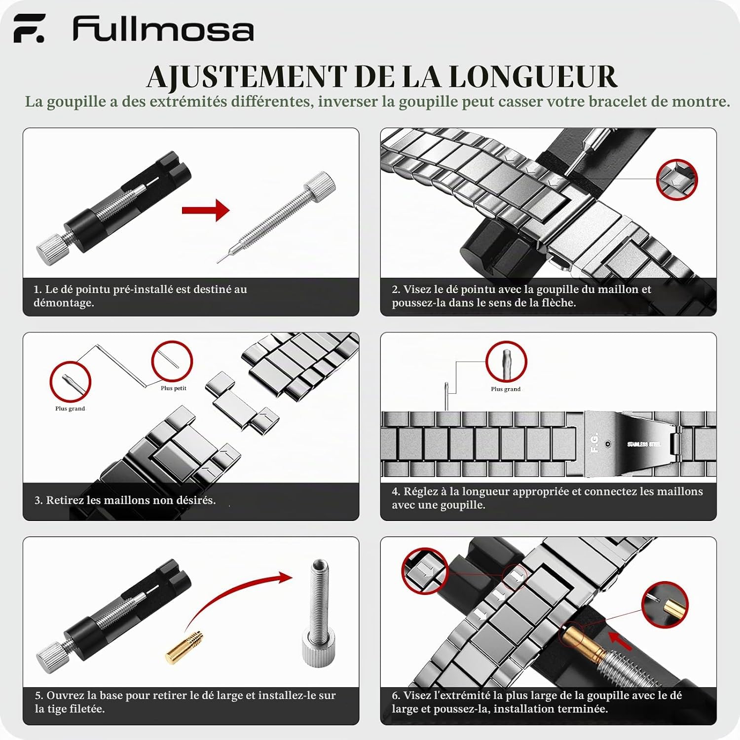Thumbnail 6 de Fullmosa 16 mm horlogeband van roestvrij staal, zilverkleurig