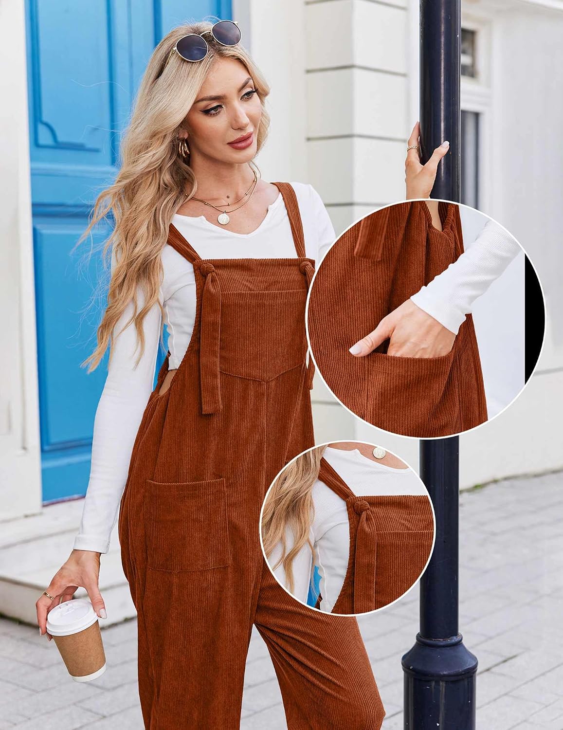 Detalle de Ekouaer Women's Corduroy Overalls