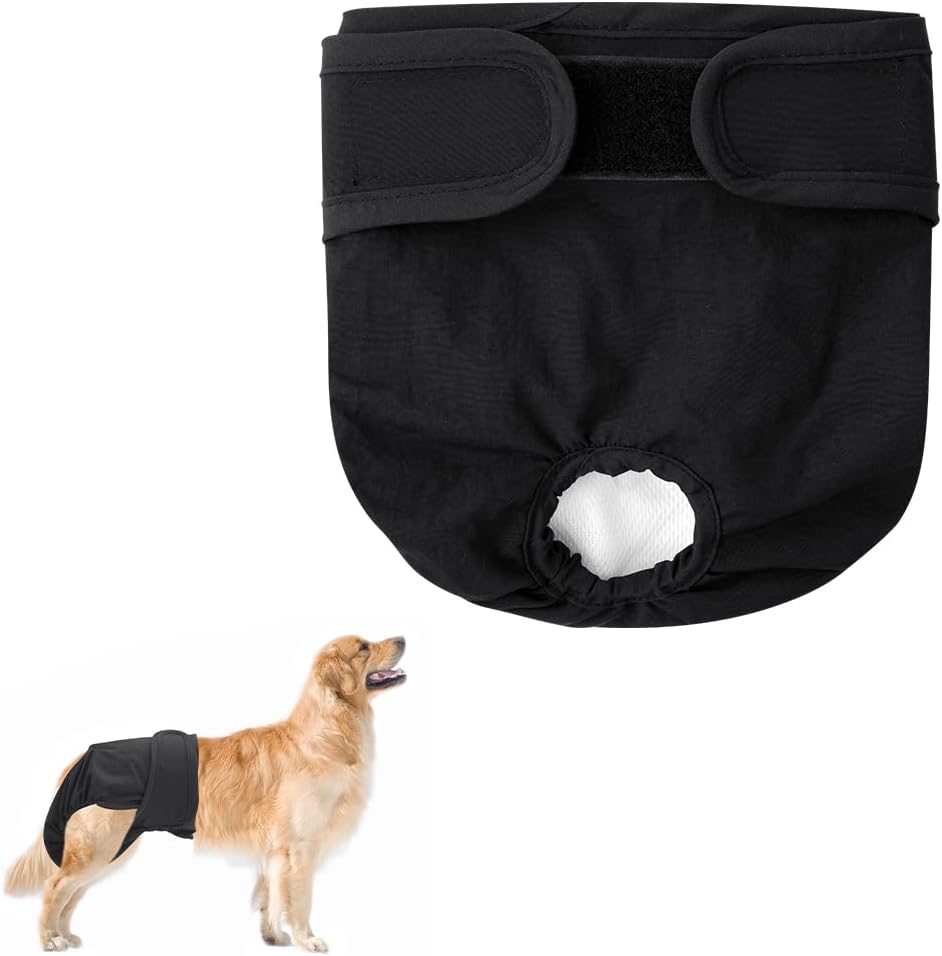 Detalle de Aomig pannolini lavabili per cani femmina (riutilizzabili, impermeabili) – taglia XL nera