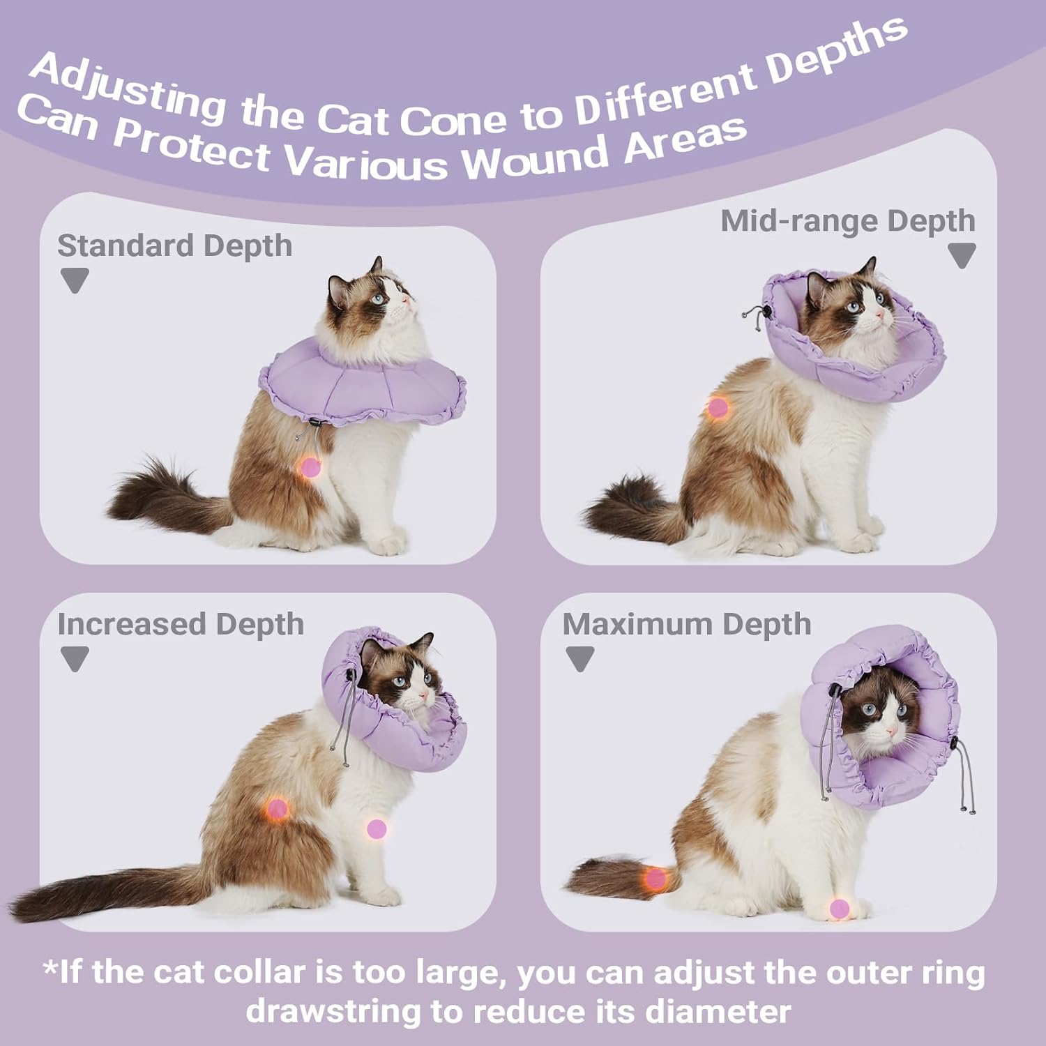 Detalle de Supet Soft Cat Cone Collar: Adjustable, Waterproof Recovery Shield for Cats