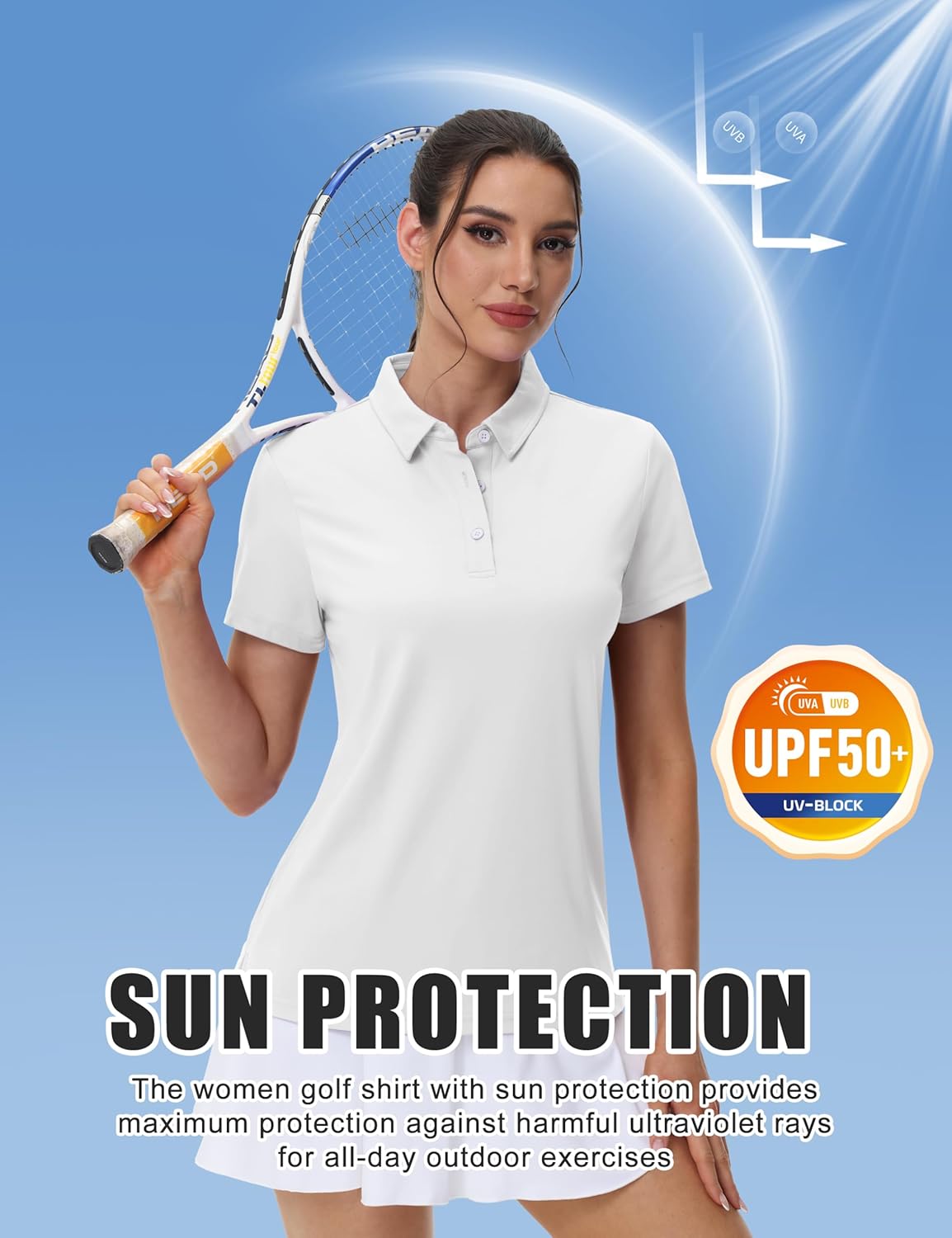 Detalle de MAGCOMSEN Women’s Golf Polo Shirt (UPF 50+ Quick-Dry, Short Sleeve)