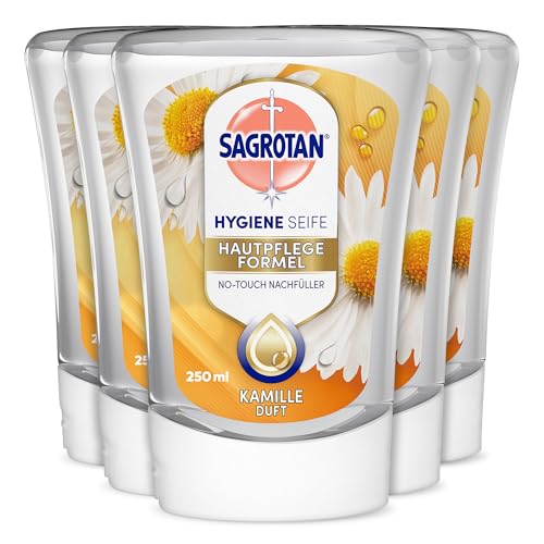 Detalle de Sagrotan No-Touch Nachfüller Kamille – 5 x 250 ml für No-Touch Seifenspender