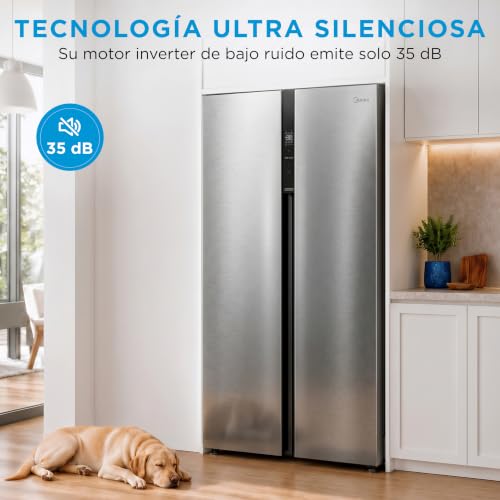 Detalle de Midea frigorífico americano No Frost de 548 L con motor Inverter y panel táctil