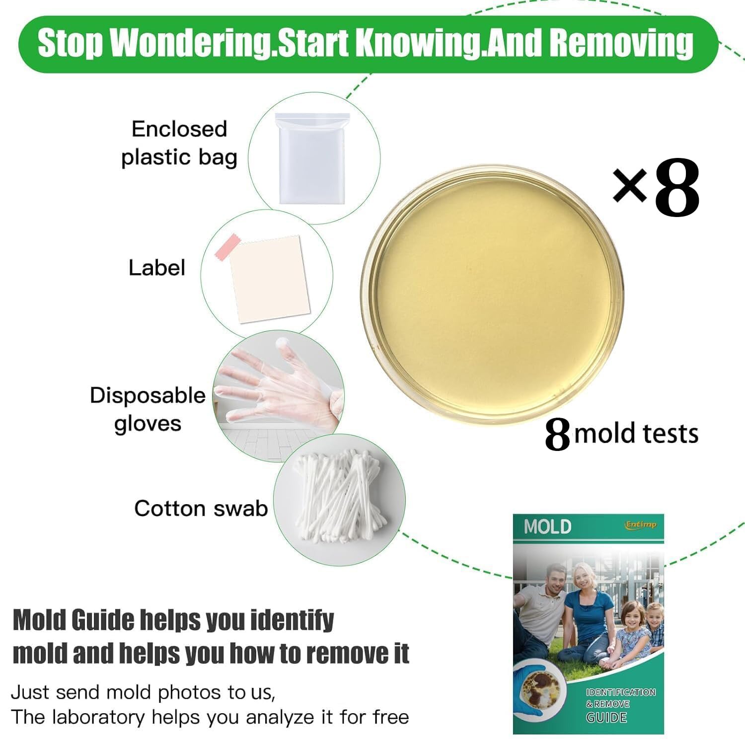 Detalle de Entimp Mold Test Kit, 8 Tests for Air, HVAC, and Surface Sampling