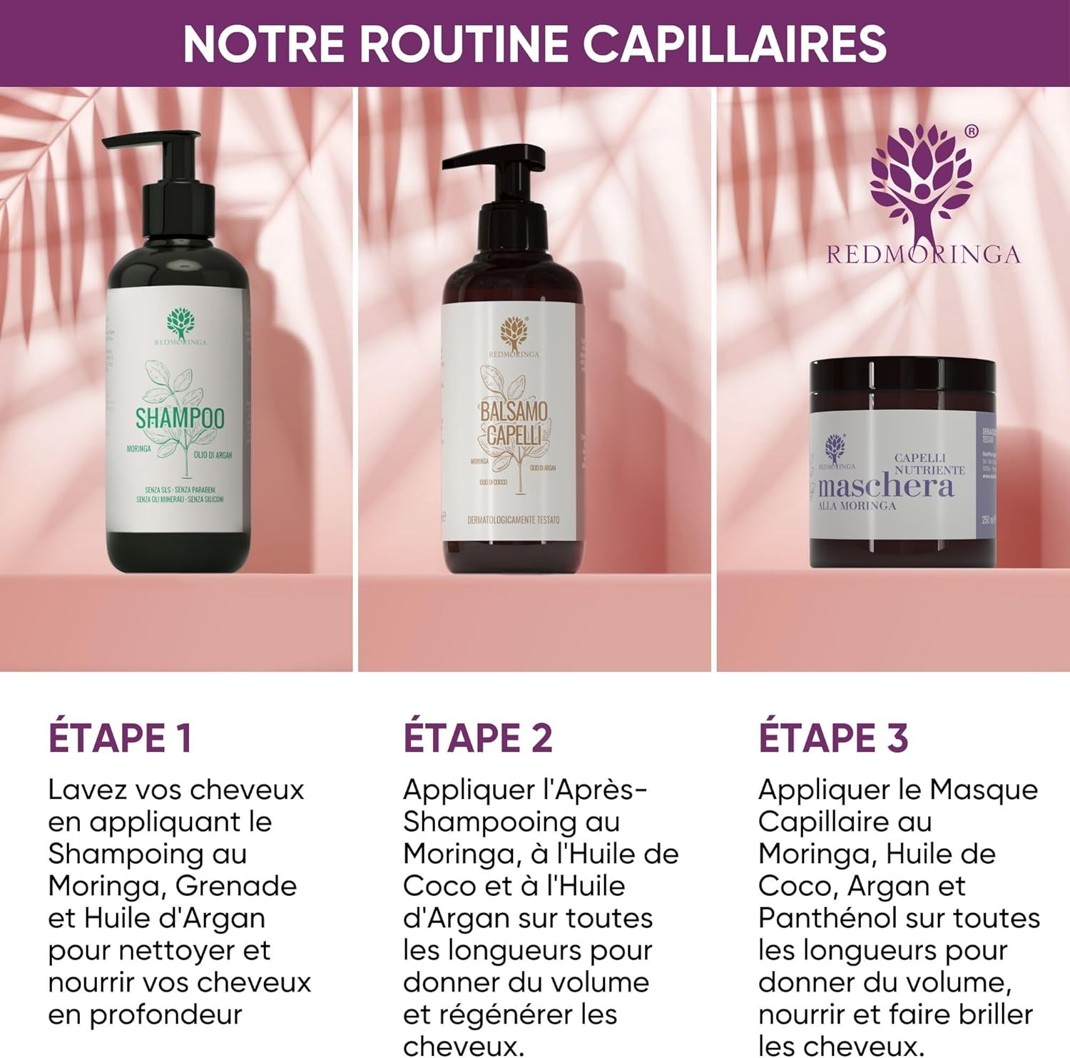 Thumbnail 3 de RedMoringa Baume Cheveux Régénérant et Protecteur – Baume Nourrissant 98,5% Naturel EcoBio, 200 ml, fabriqué en Italie