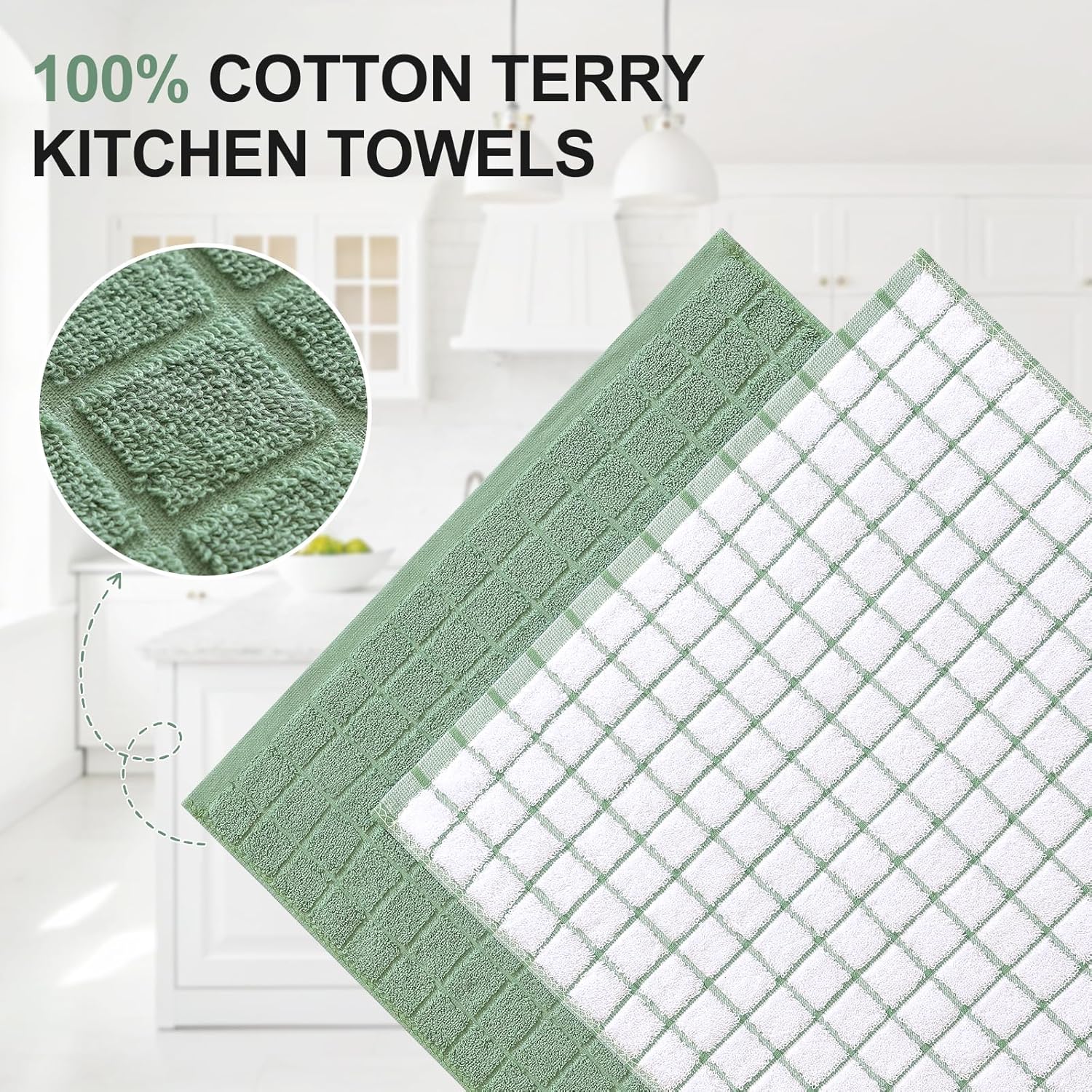 Detalle 2 de Homaxy Premium Cotton Kitchen Towels 16"x28" 6‑Pack 🧻