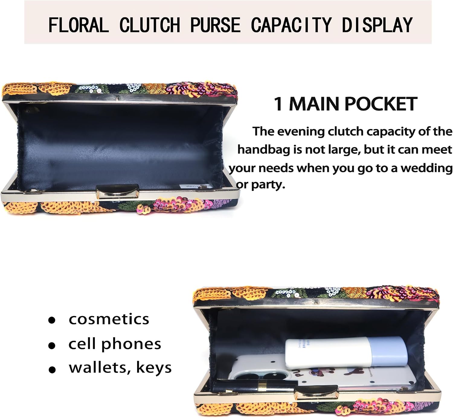 Detalle 2 de ATQCOL Embroidered Clutch Purse 7.87-Inch