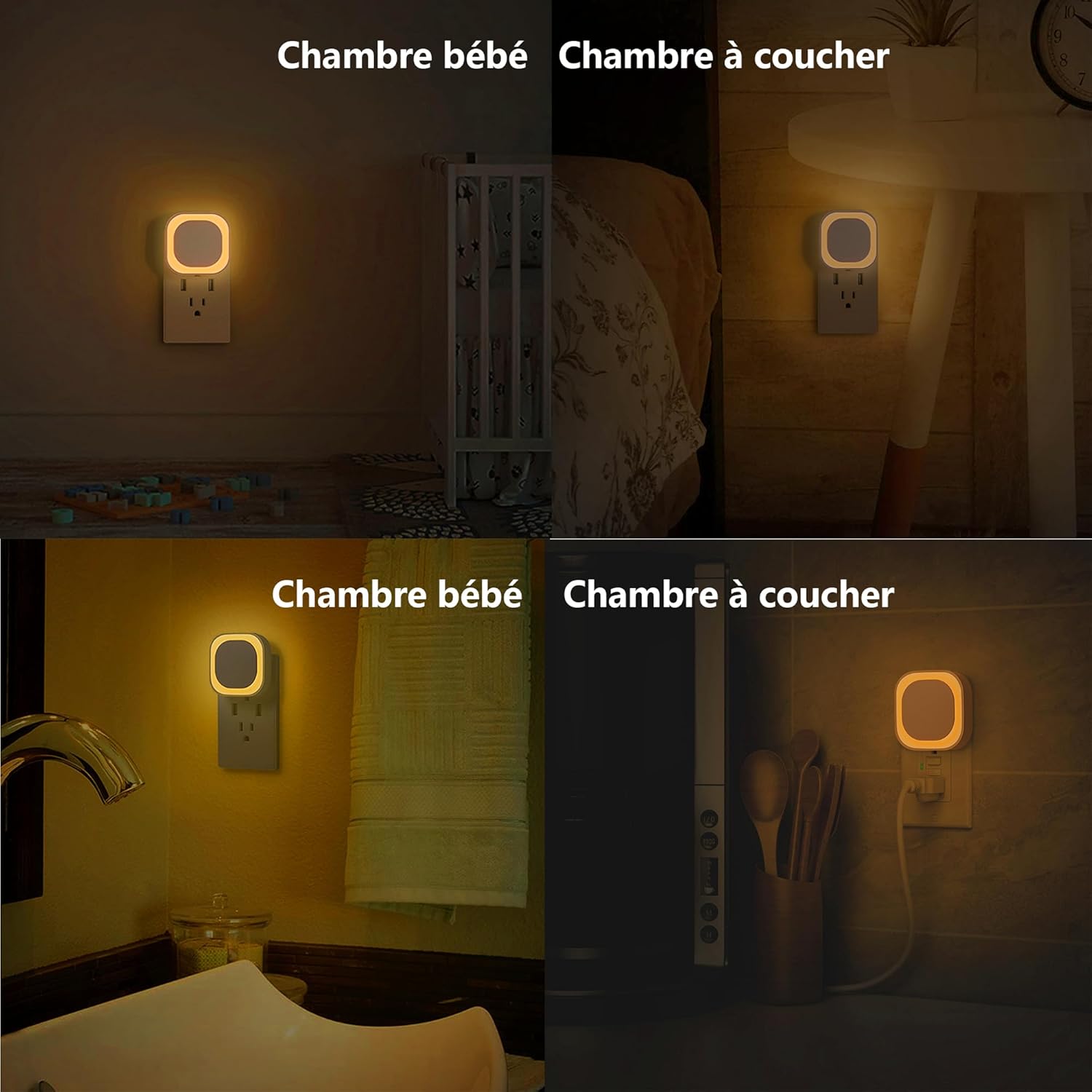 Thumbnail 2 de YUNLEX 2 Pcs Veilleuses LED Automatiques avec capteur crépusculaire – 3 niveaux de luminosité