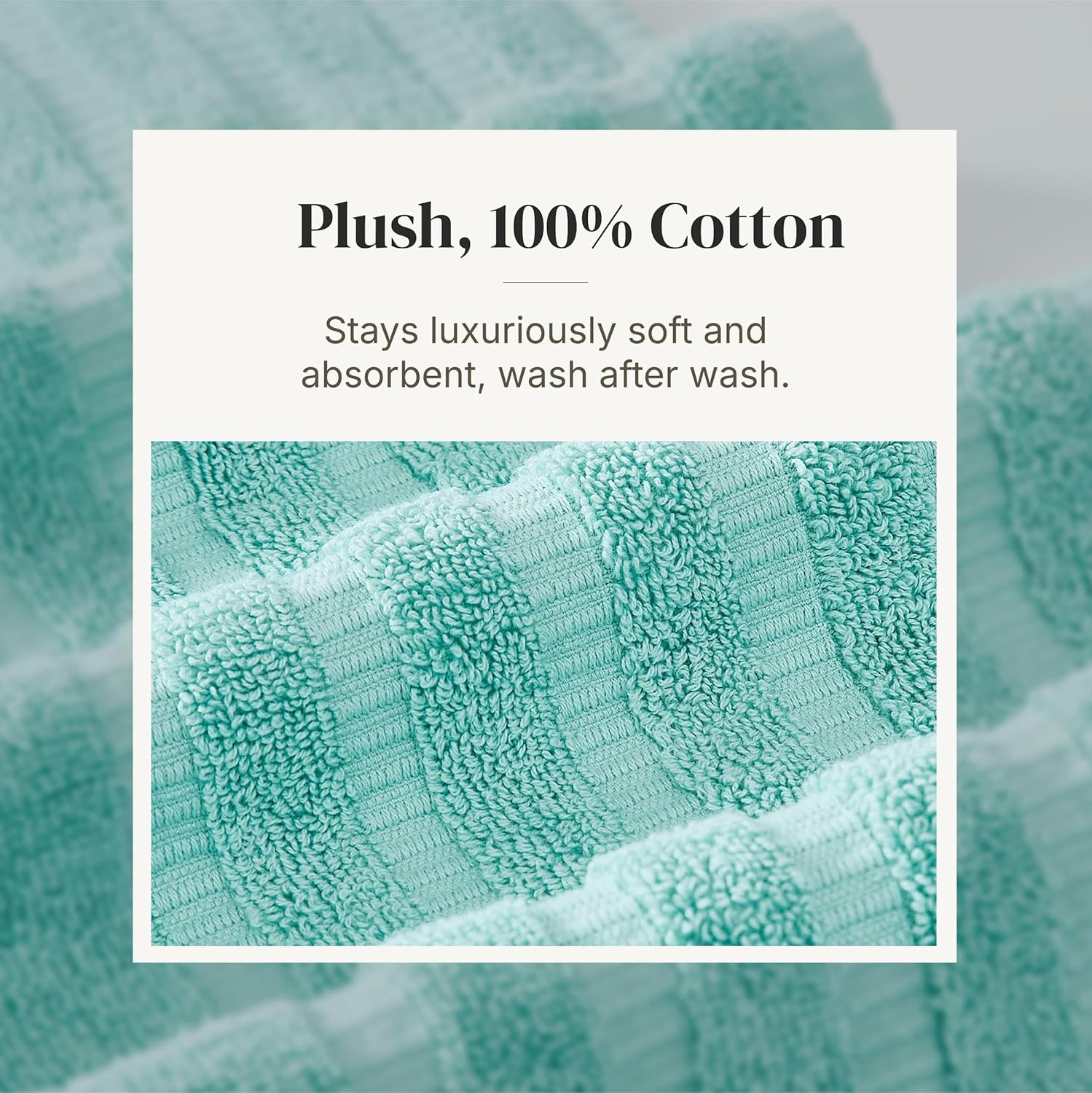 Thumbnail 4 de Modern Threads Natural Vine 6-Piece Cotton Towel Set (Aqua) – 2 Bath, 2 Hand, 2 Washcloths
