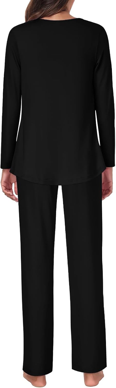 Detalle 2 de Tencede Women's Two-Piece Pajama Set, Long Sleeves, Square Neck and Pockets