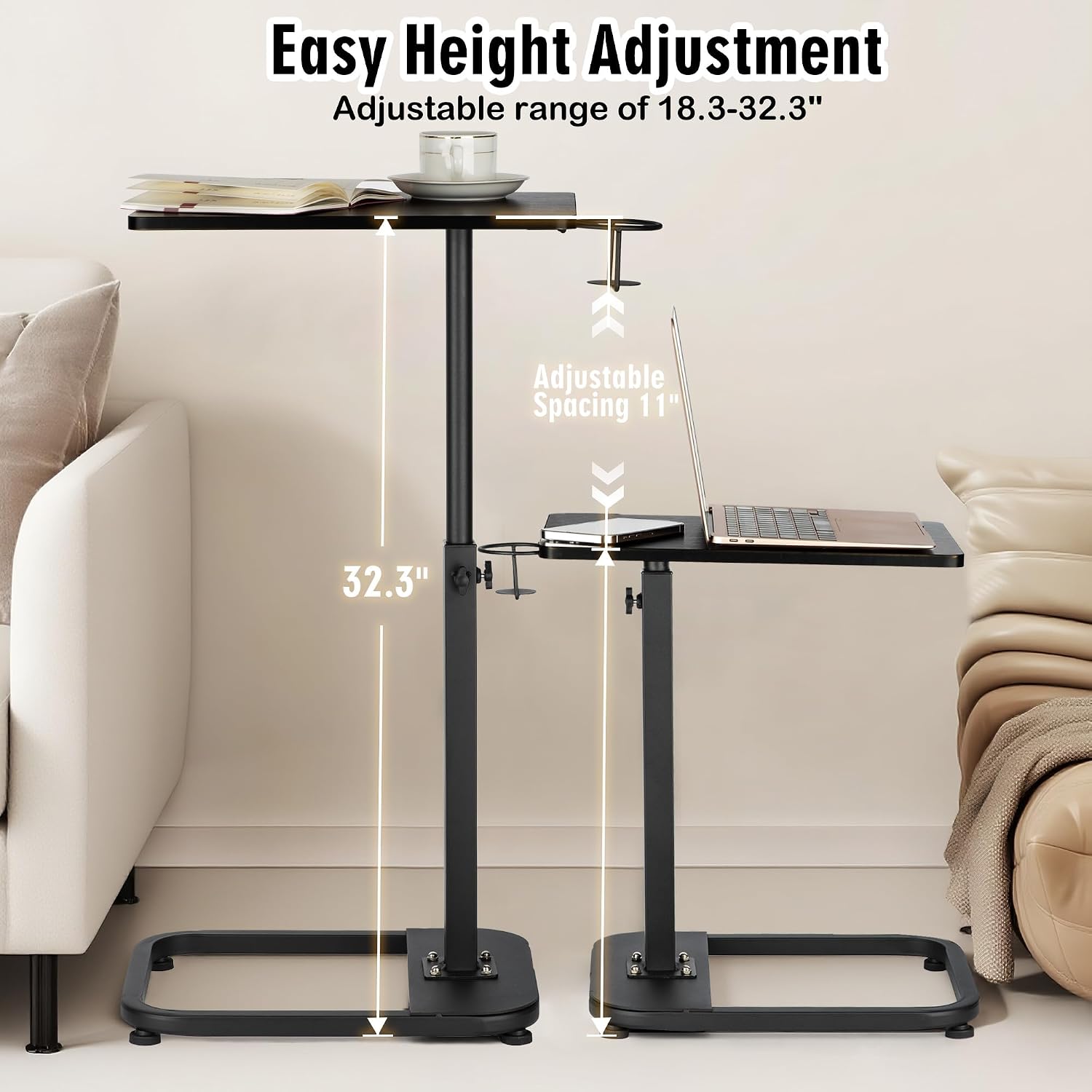 Detalle de Facka C-Shaped TV Tray Table, 18–32-Inch Height