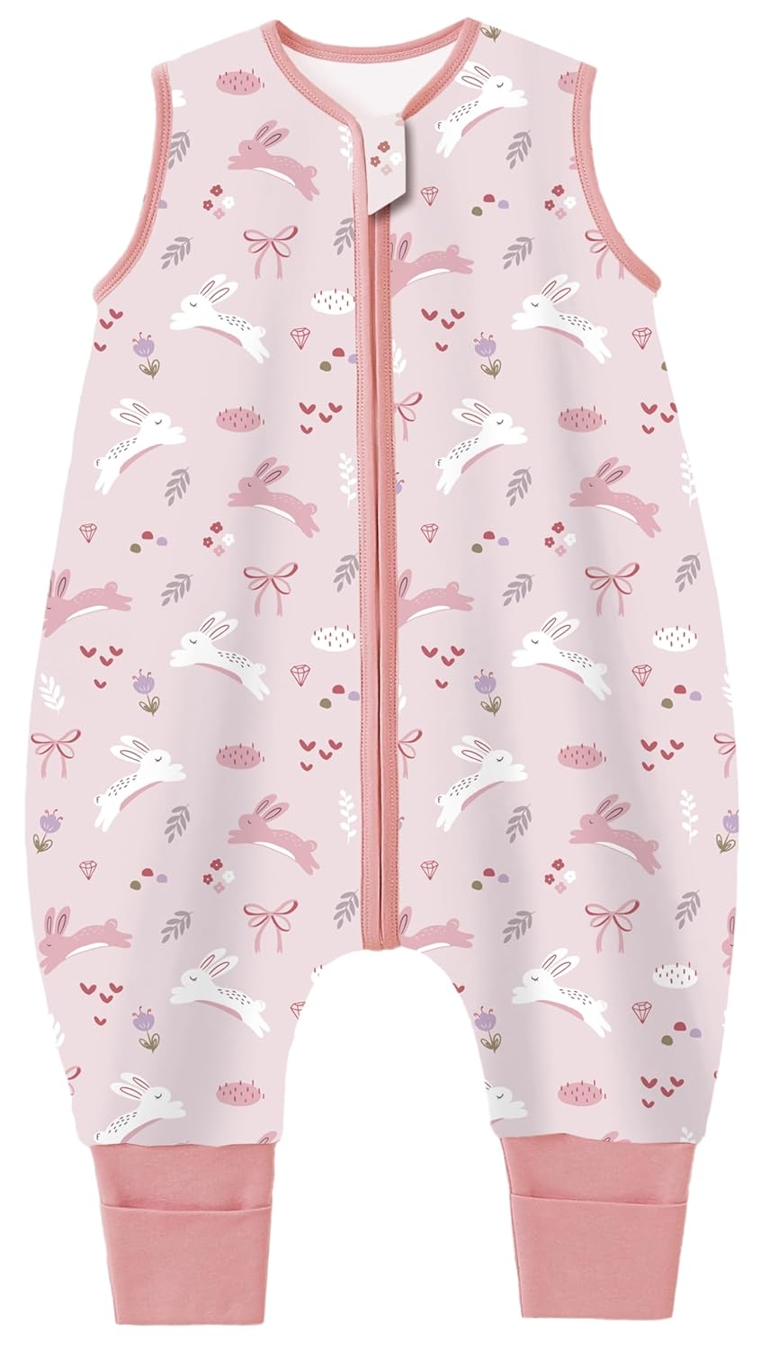 Detalle de Teechodina Baby Schlafsack mit Füßen 1.5 Tog – 100% Baumwolle, Ganzjahres, Größe 80cm (90–100cm Höhe) – Sweet Rabbit