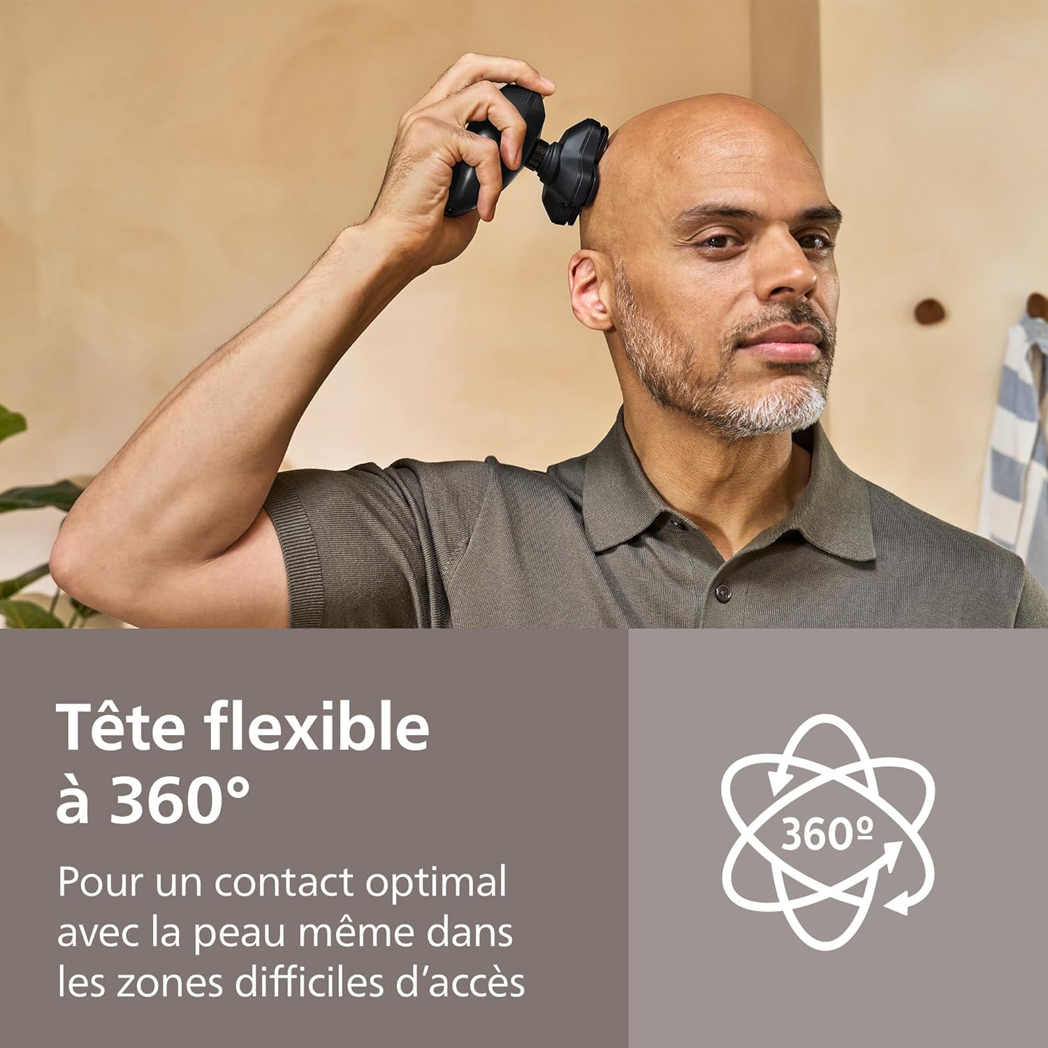 Detalle 2 de Philips Head Shaver Pro 5000 Series HS5980/15 – rasoir tête 360° ComfortCut pour hommes et femmes
