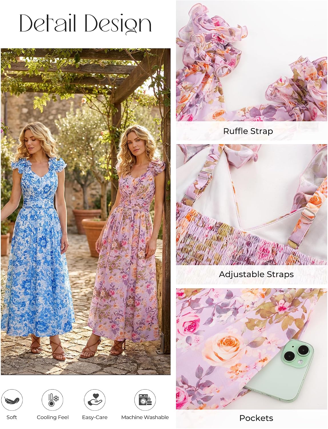 Thumbnail 4 de GRACE KARIN 2026 Women's Summer Floral Print Dress: Sleeveless, Flowy A-Line Sundress with Pockets