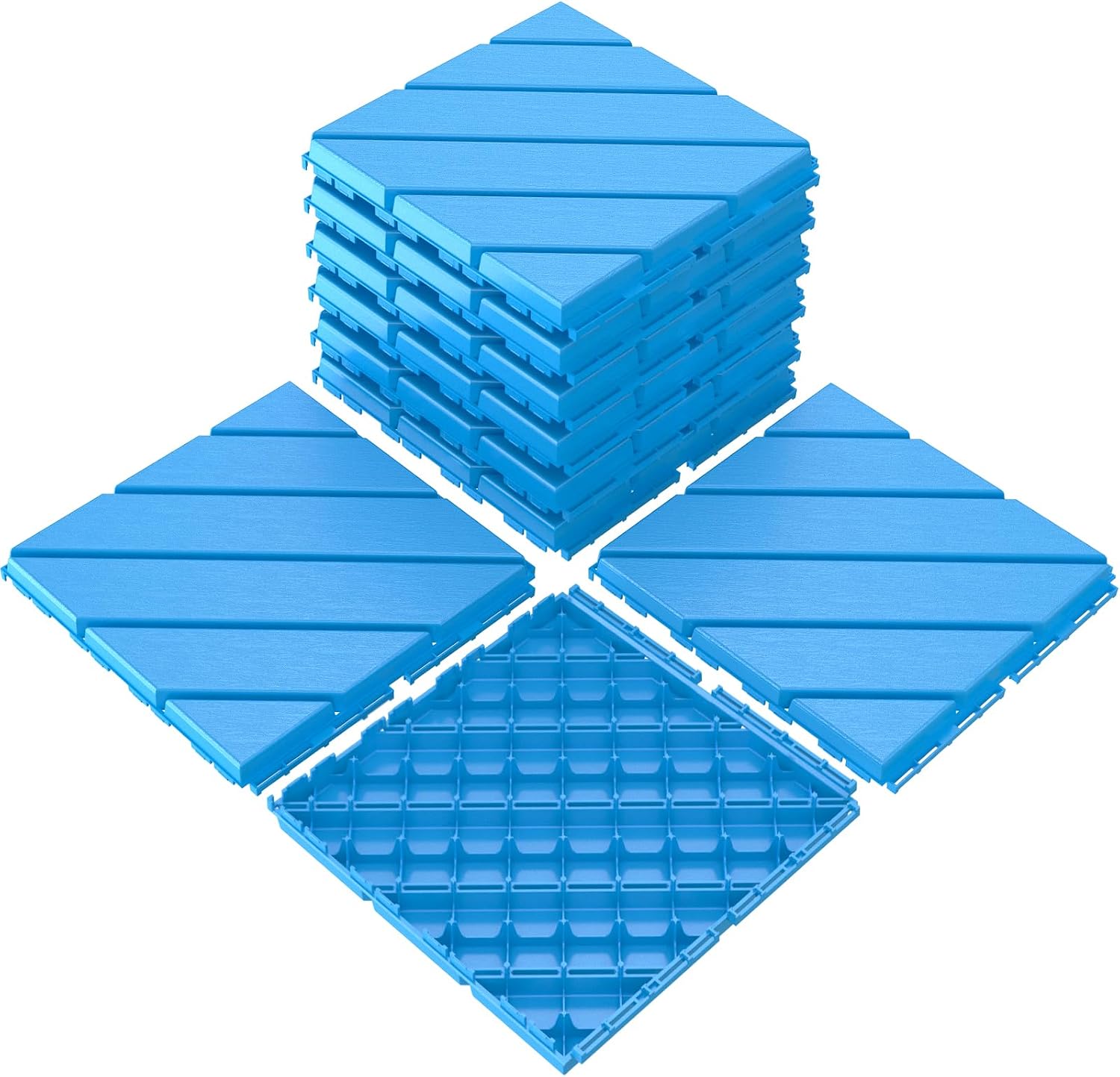 Detalle de SUNALLY CA-SN-9PDTXW-BL Interlocking Deck Tiles, 9-Pack, Blue, 12 × 12 in