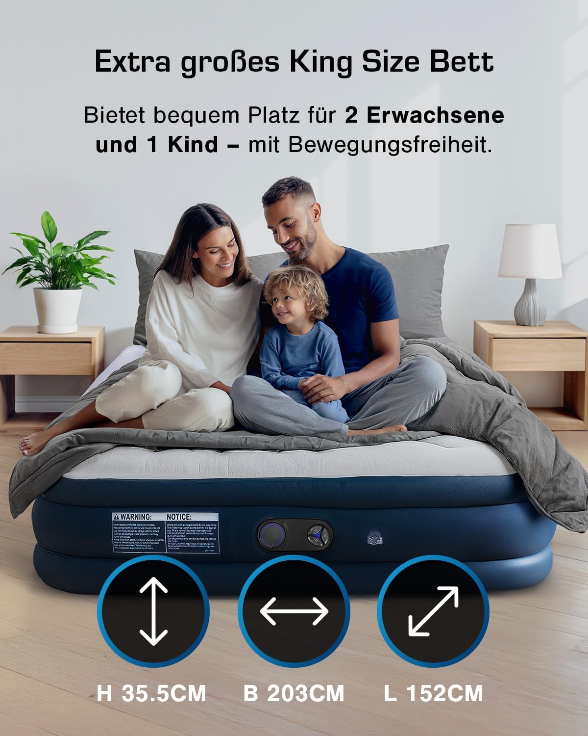 Detalle de Active Era Luftbett 2 Personen 152×203×35,5 cm – Selbstaufblasend mit Elektro-Pumpe
