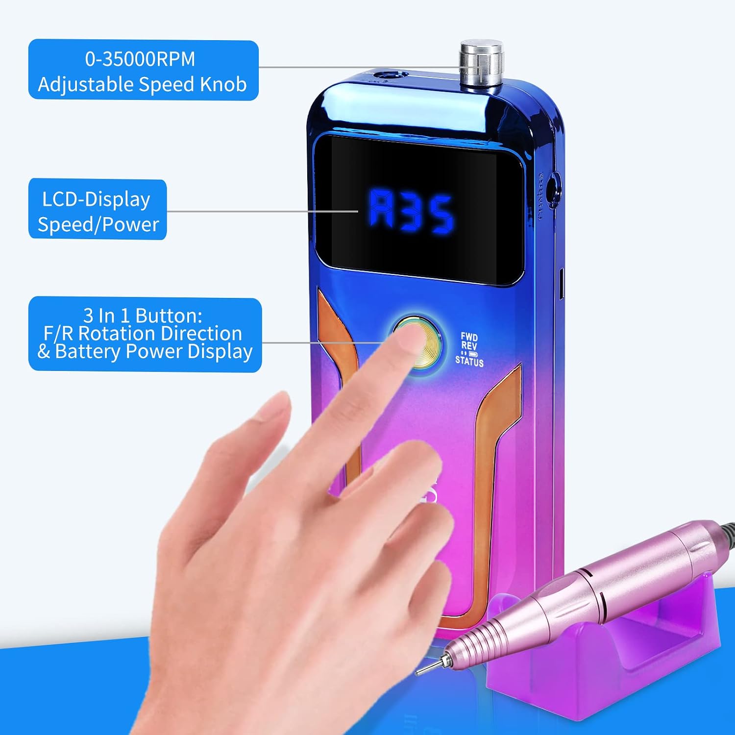 Thumbnail 6 de MOCOWIND Portable Nail Drill 35000 RPM