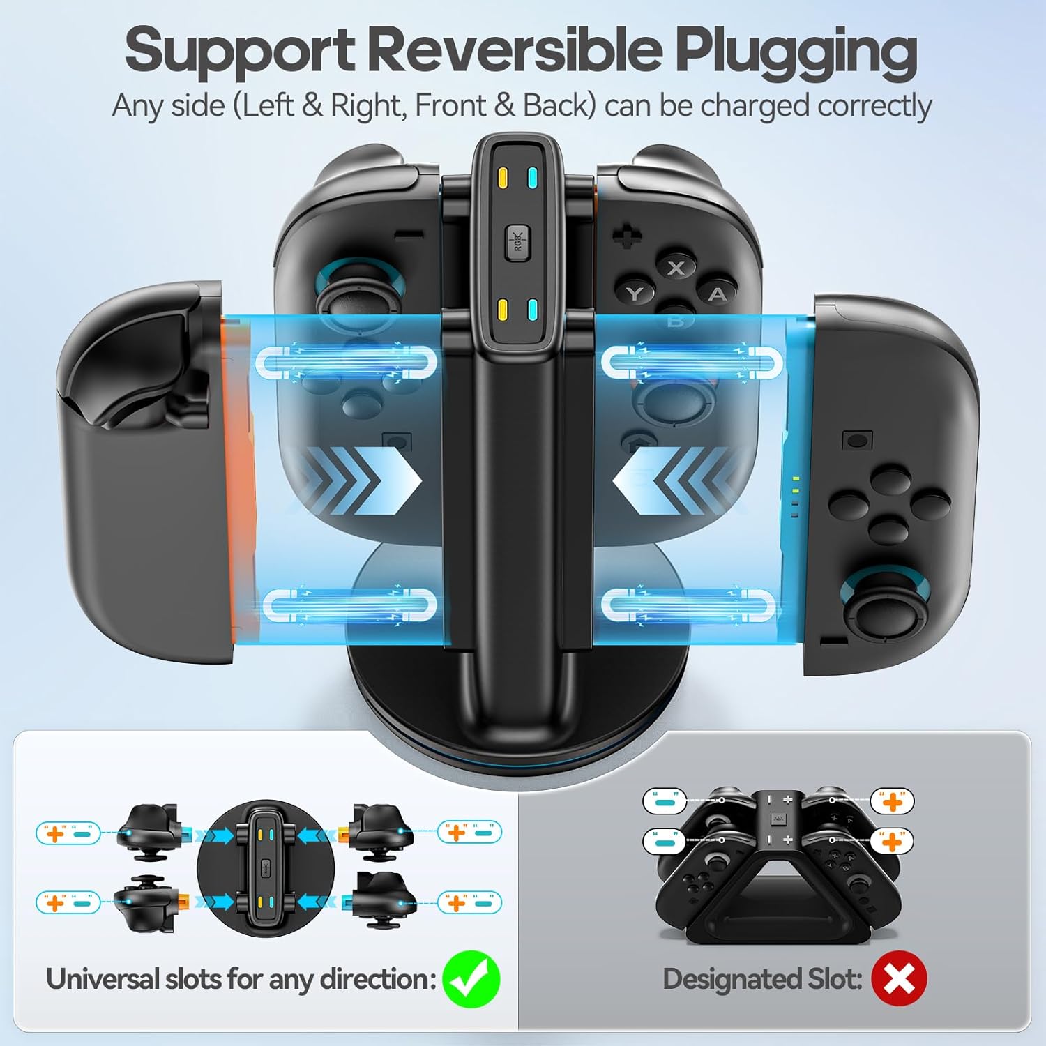 Thumbnail 1 de Rysker Switch 2 Controller Ladestation für JoyCon 2 – Magnetladegerät mit 9 RGB-Modi