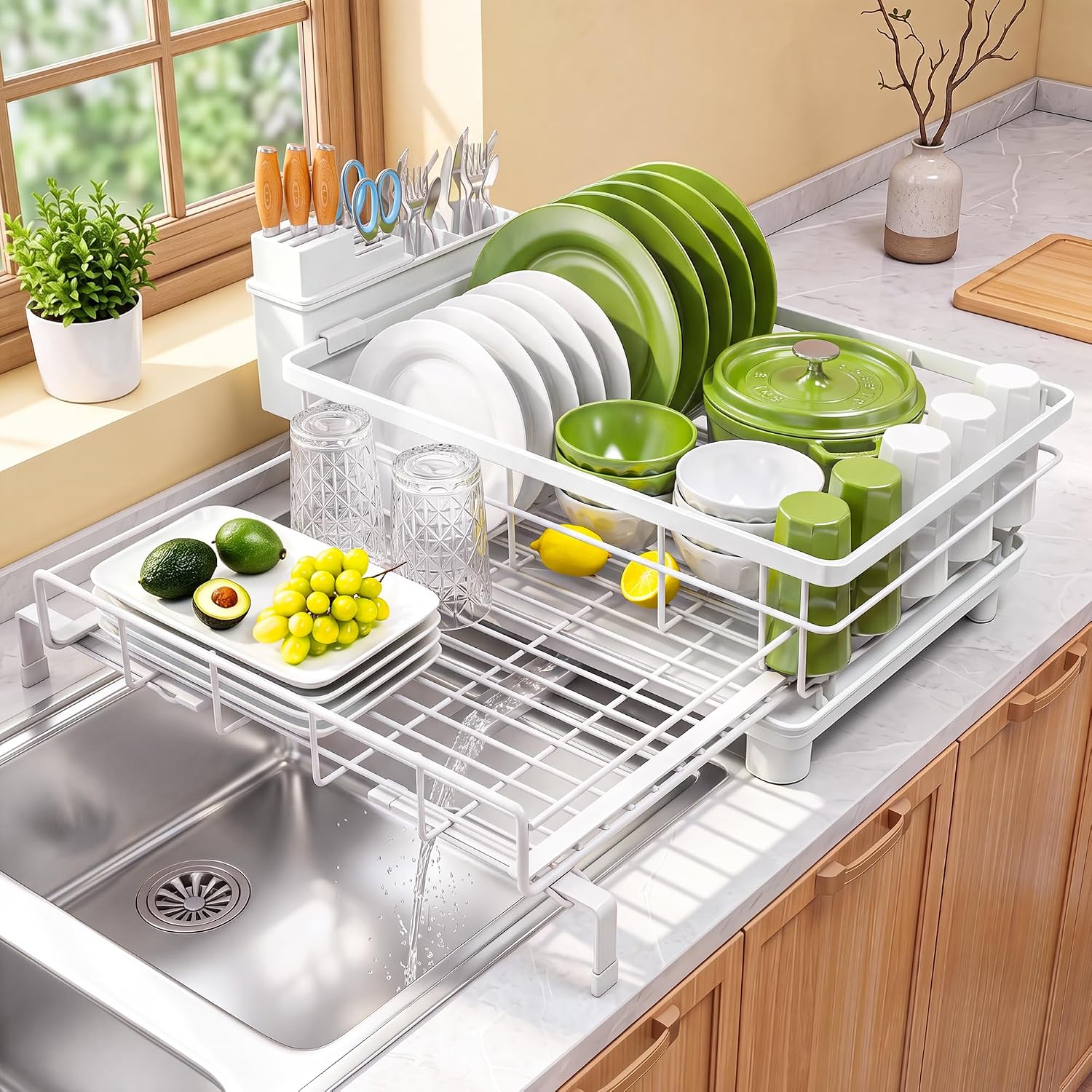 Detalle de Caktraie Dish Drying Rack, 23.4-Inch Maximum Width