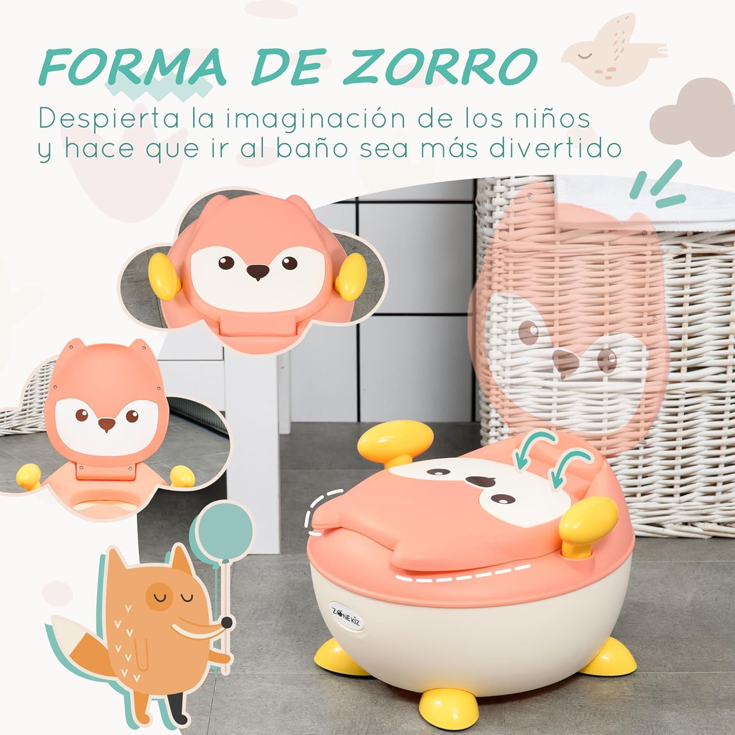 Thumbnail 3 de ZONEKIZ Orinal Zorro Rosa 34,5x35x23 cm