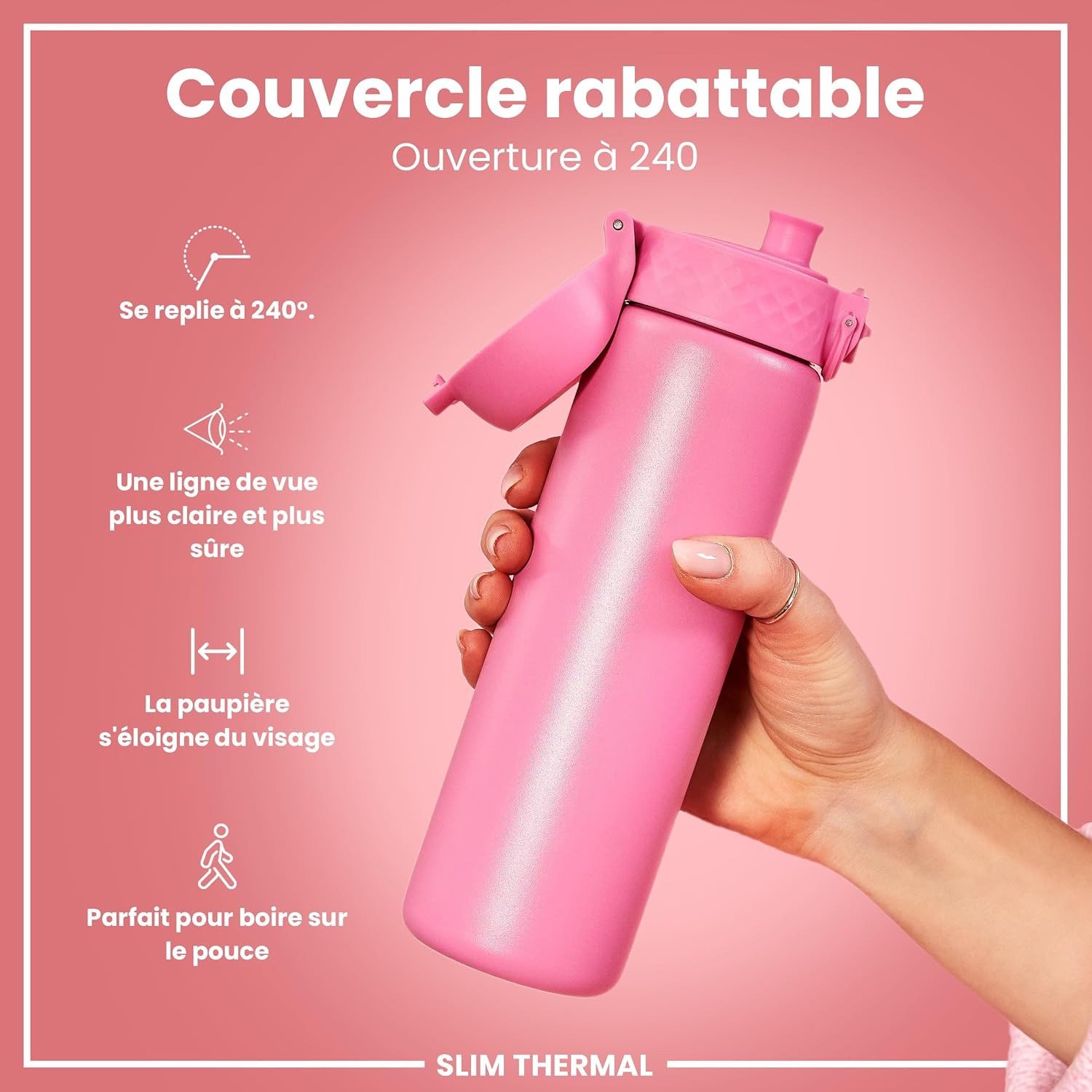Detalle 2 de ION8 Gourde Isotherme Inox 500 ml – anti-fuite, facile à ouvrir et lave-vaisselle
