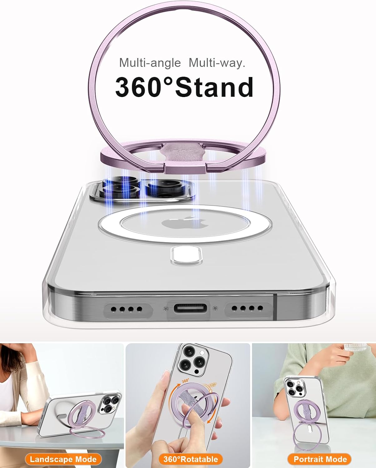 Thumbnail 1 de EWA MagOne 3rd Gen MagSafe Phone Grip Stand with Finger Strap (Purple) for iPhone 17–12 Series