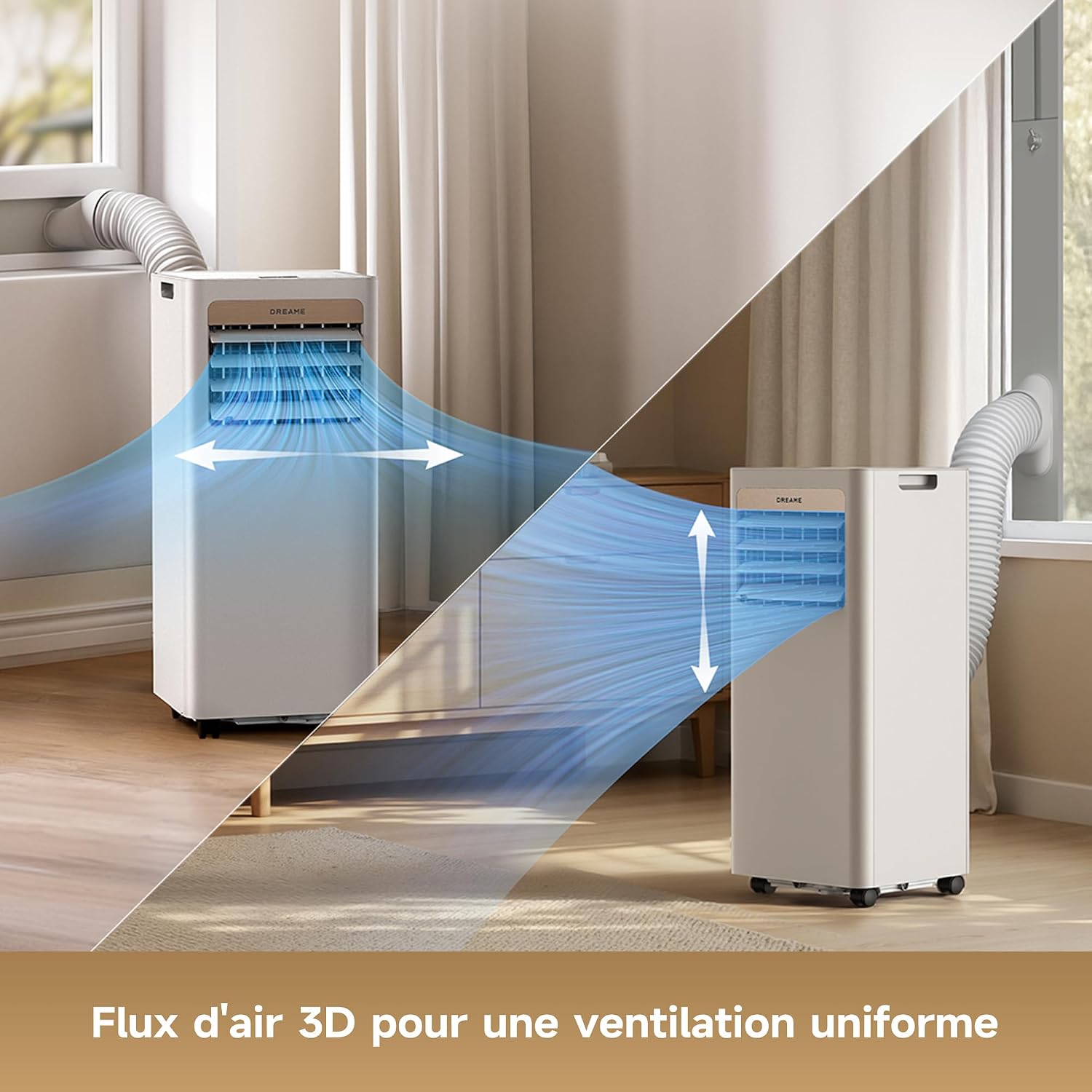 Detalle de DREAME P-Wind10 7000 BTU — Climatiseur portable 3-en-1 (réfrigération, déshumidification et ventilateur) avec contrôle via appli et télécommande