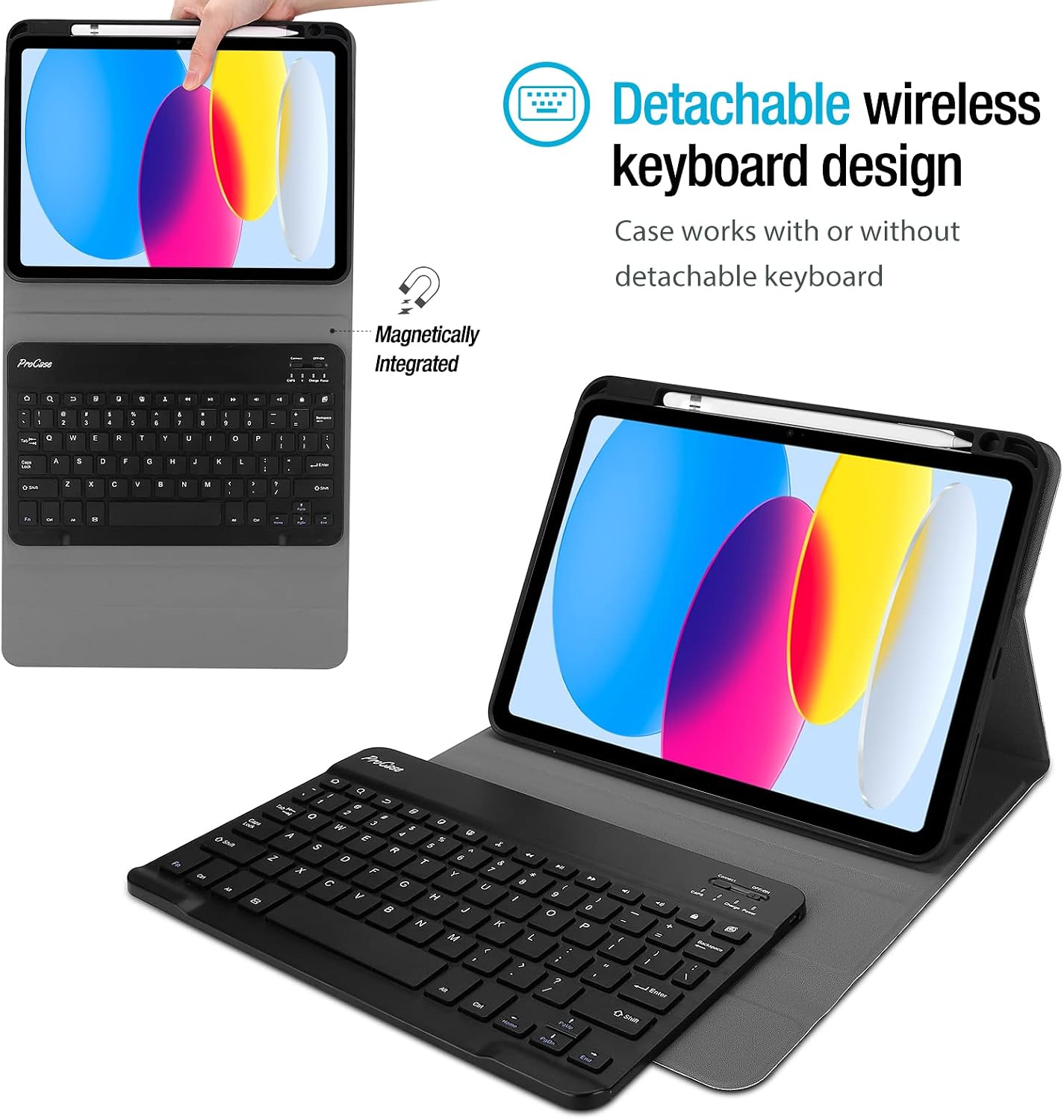 Detalle de ProCase for iPad 11th (A16) 11-inch 2025 / 10th Generation Case with Keyboard – Black