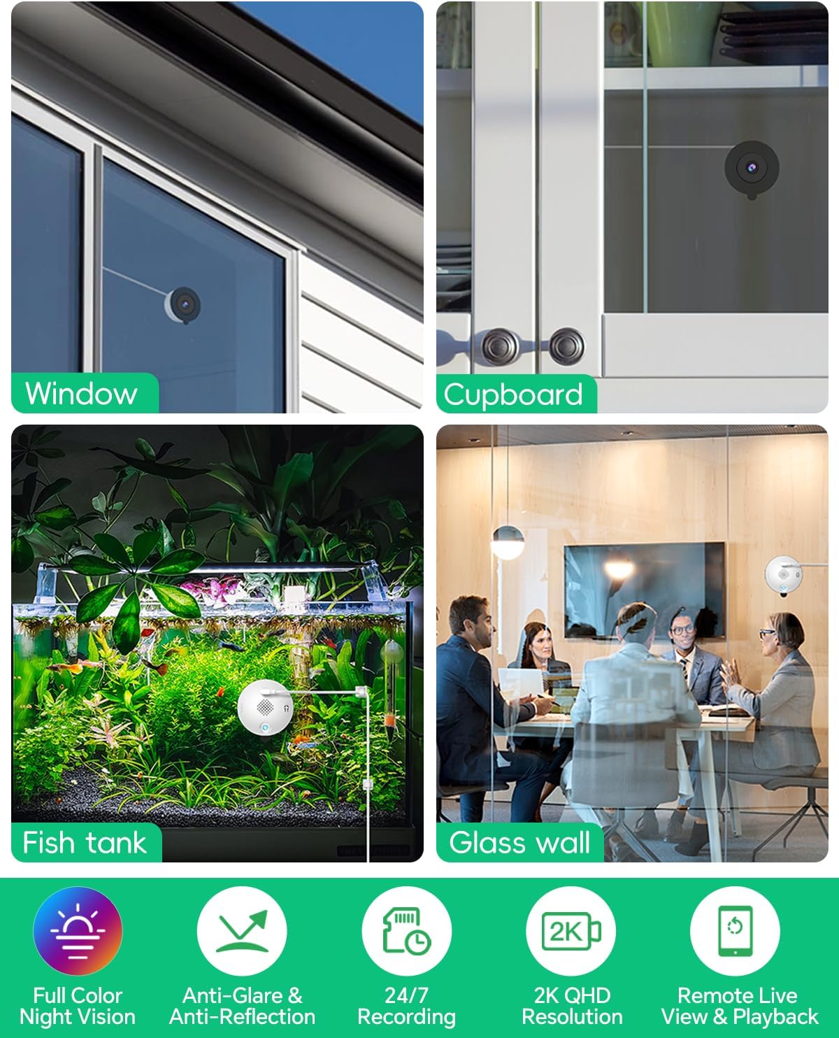 Detalle de SYMYNELEC Window Cameras for Home Security: 2K Full Colour Night Vision, 5G/2.4G Indoor Camera with Tilt Mount