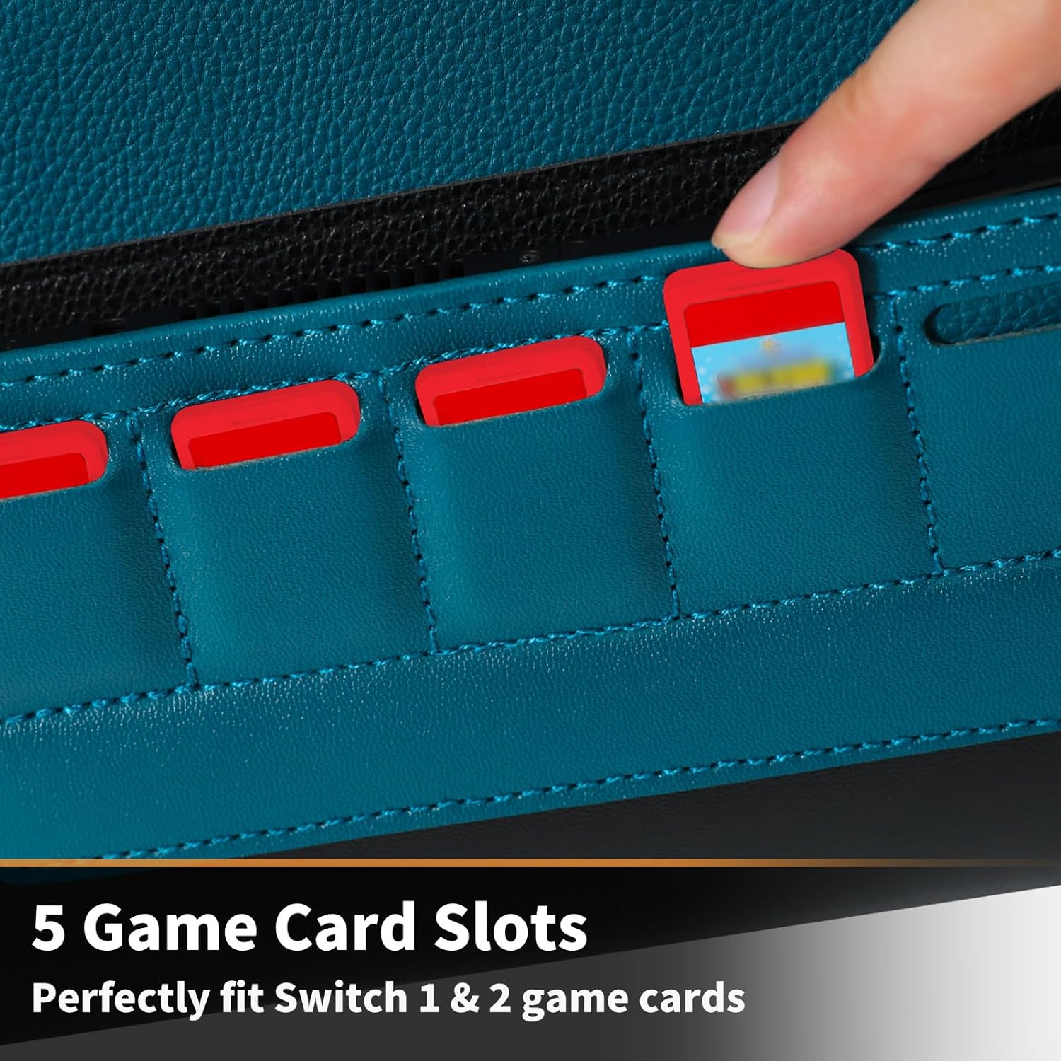 Detalle de PALPOW Switch 2 Case — Slim PU Leather Carry Case with 5 Card Slots (Blue)