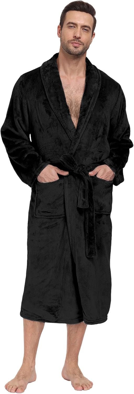 Thumbnail 6 de RONGTAI Mens Plush Long Robe — Soft, Warm Full-Length Bathrobe