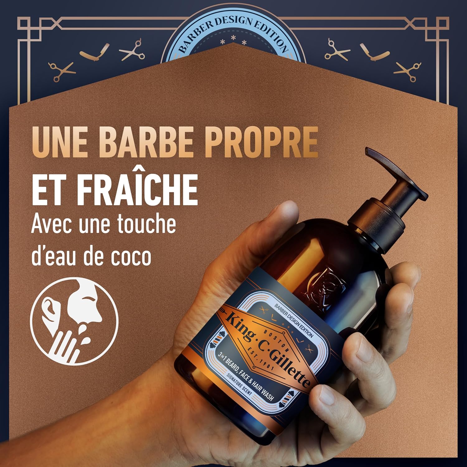 Detalle 2 de King C. Gillette Soin Barbe 3-en-1 — Nettoyant, Hydratant et Rafraîchissant (350 ml)