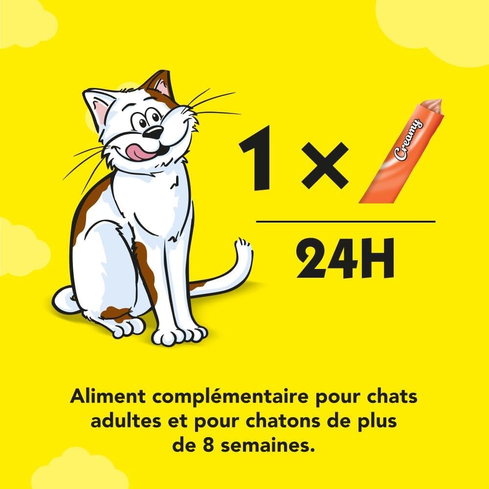 Detalle de Catisfactions Creamy Friandises Chat – Goût Poulet, Pack de 4 sachets 10 g (Lot de 11) – Récompenses pour Chats Adultes et Chatons