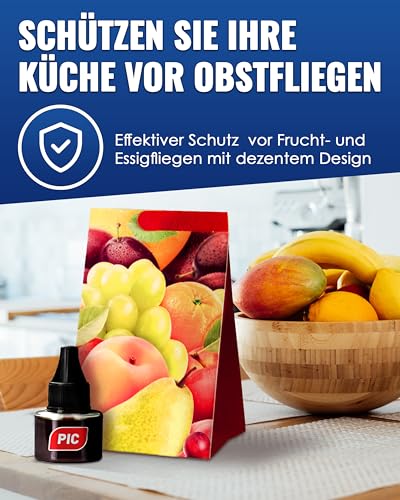 Thumbnail 6 de PIC Fruchtfliegenfalle Küche – 4 Klebefallen, 2 Lockstoffe, Obstfliegenfalle für Innenräume